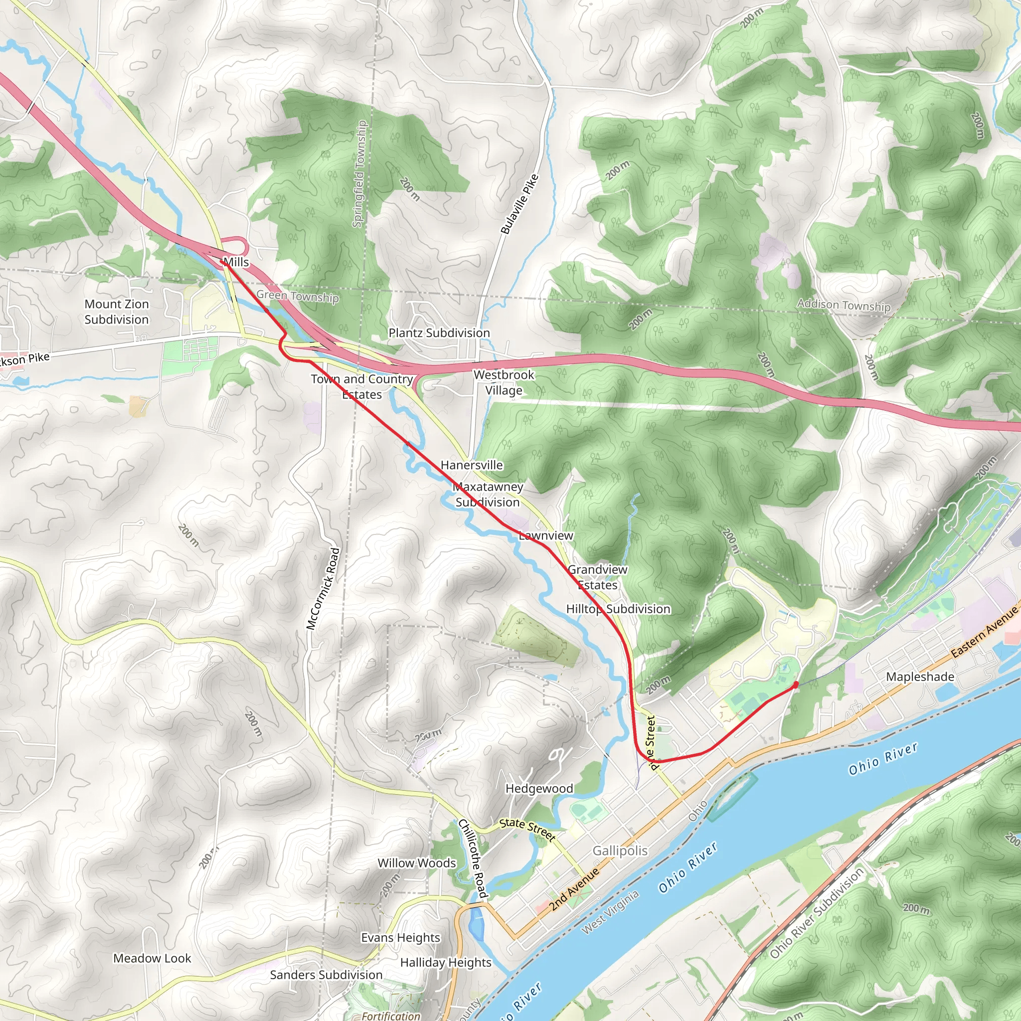 Gallia County Hike Trail mobile static map