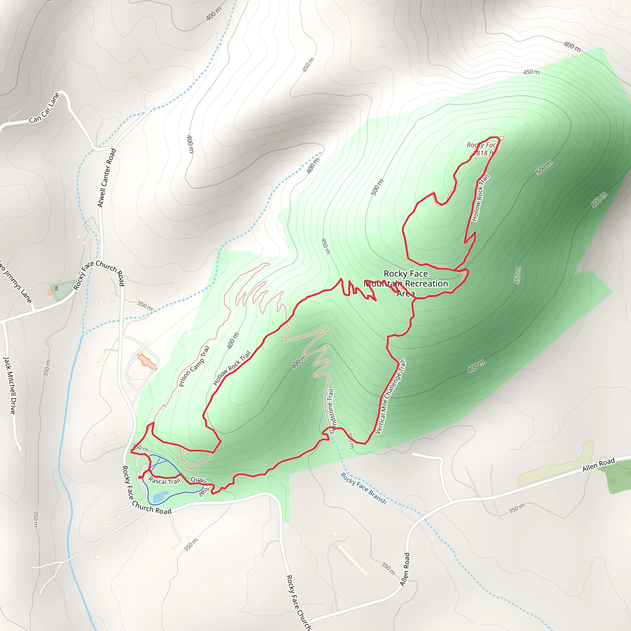 Rocky Face and Hollow Rock Loop Trail mobile static map