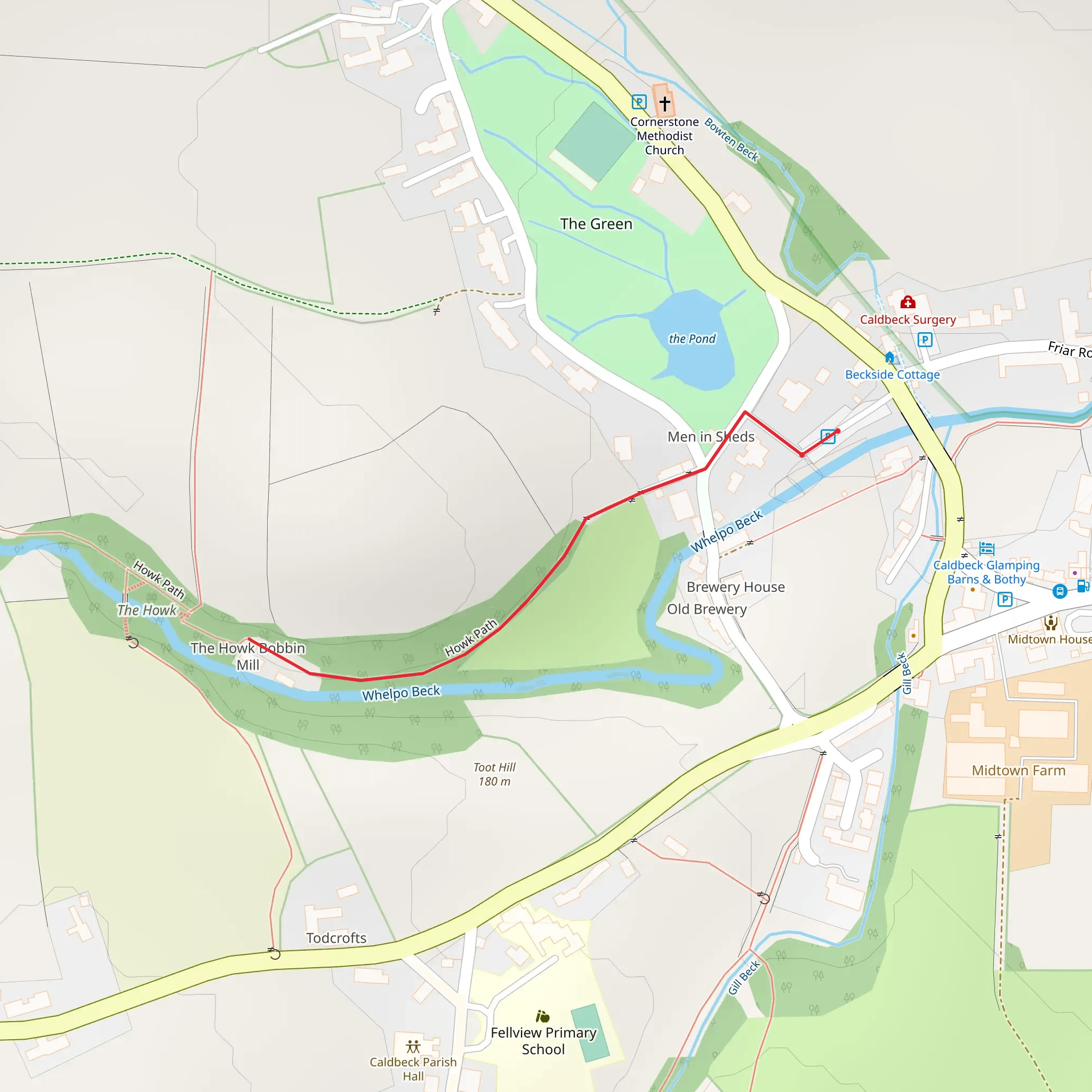 The Howk Bobbin Mill from Caldbeck mobile static map