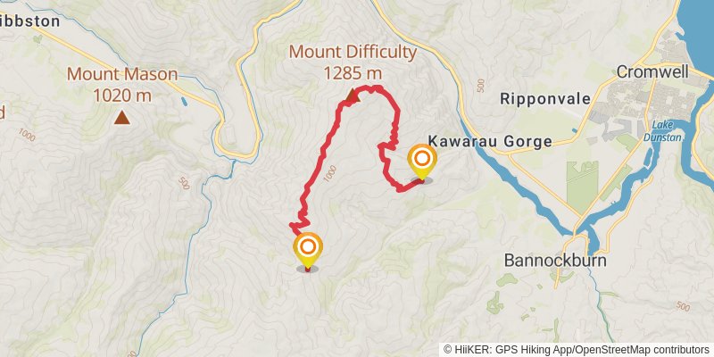 Mt Difficulty Track - Loop Option stage 2 Map