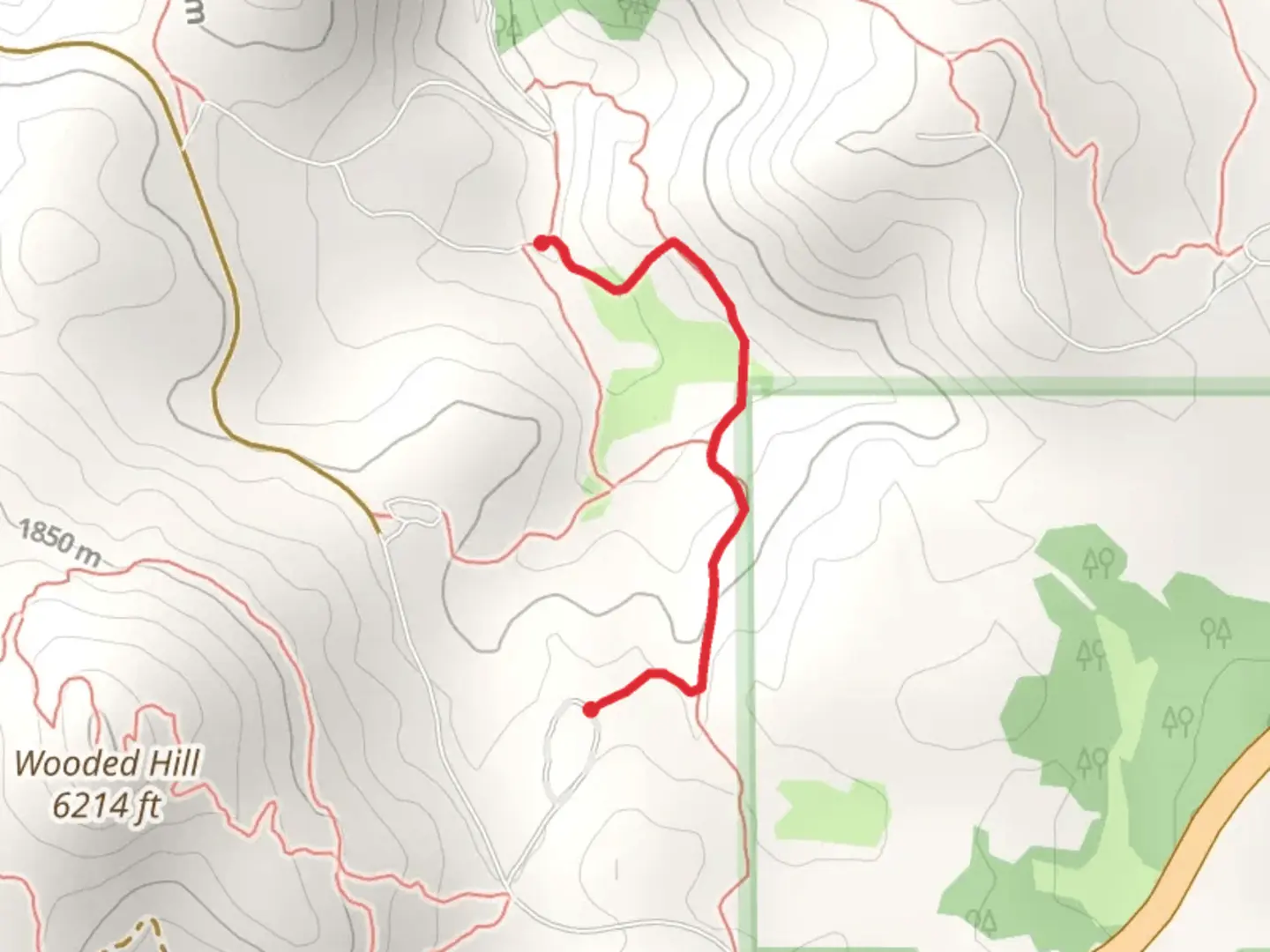 An image depicting the trail Wooded Hill - Agua Dulce Trail and its surrounding area.