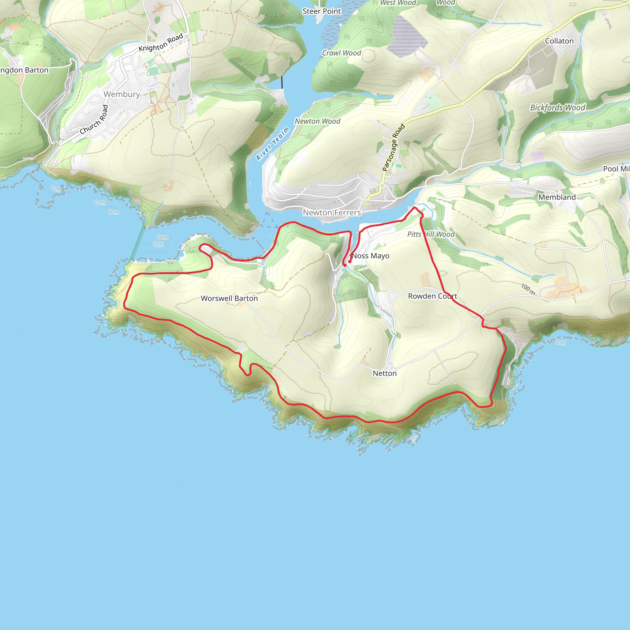 Gara Point and Stoke Point from Noss Mayo mobile static map