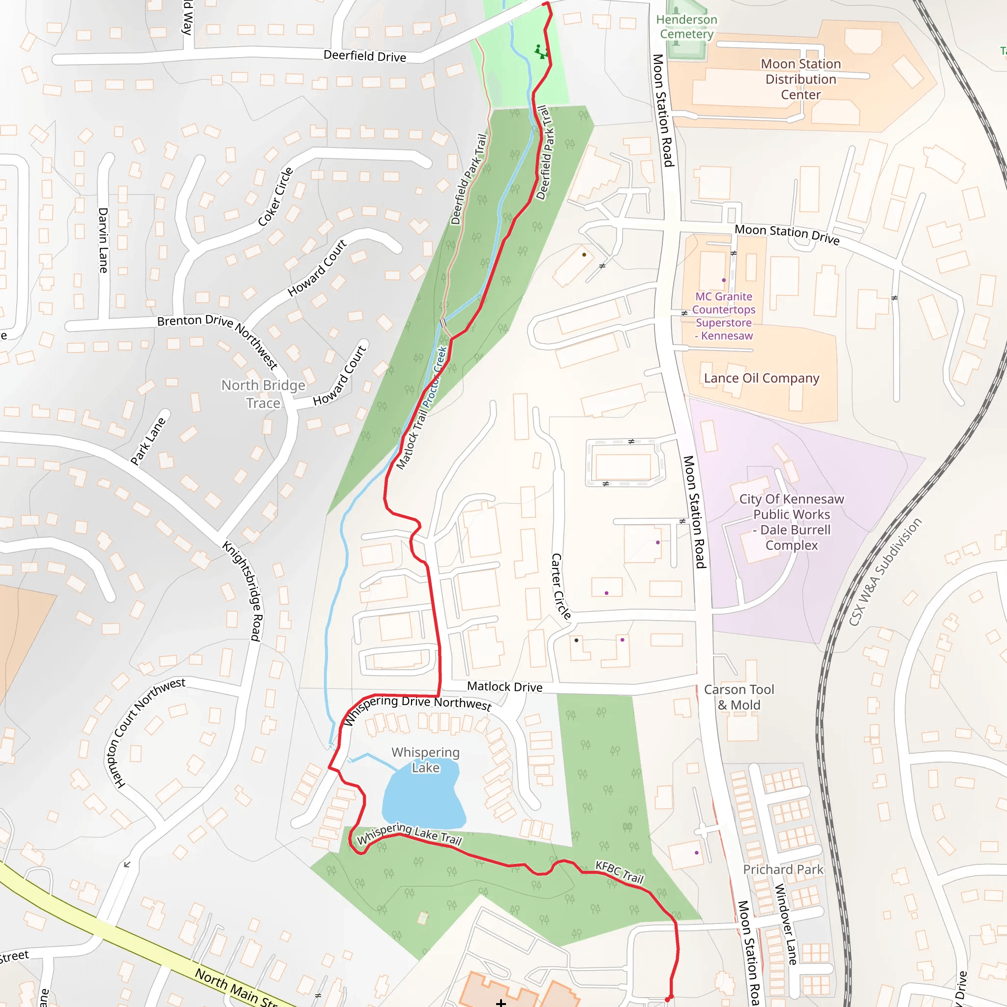 Whispering Lake Trail and Deerfield Park Trail mobile static map