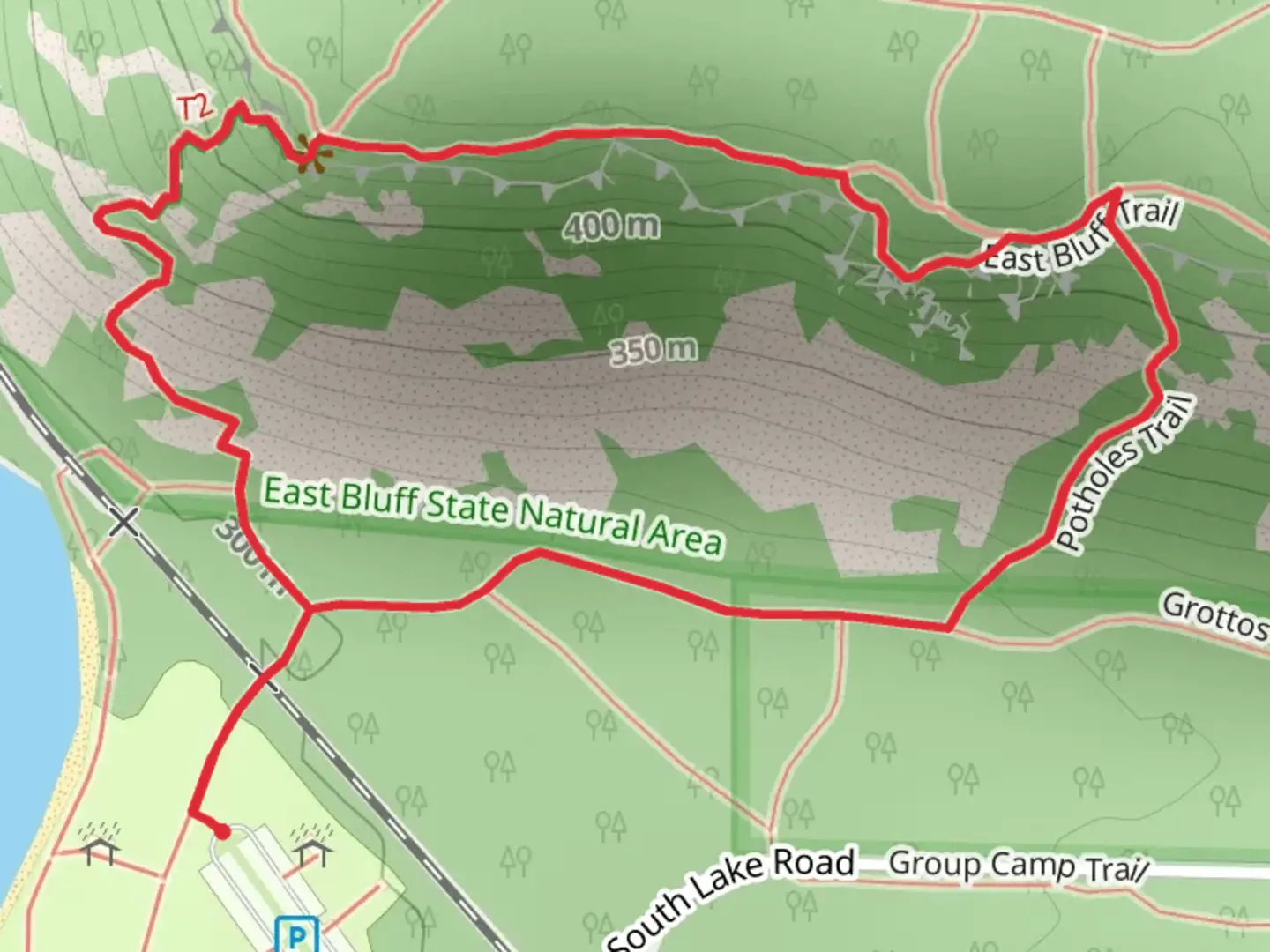 An image depicting the trail Grottos and Balanced Rock Loop Trail and its surrounding area.