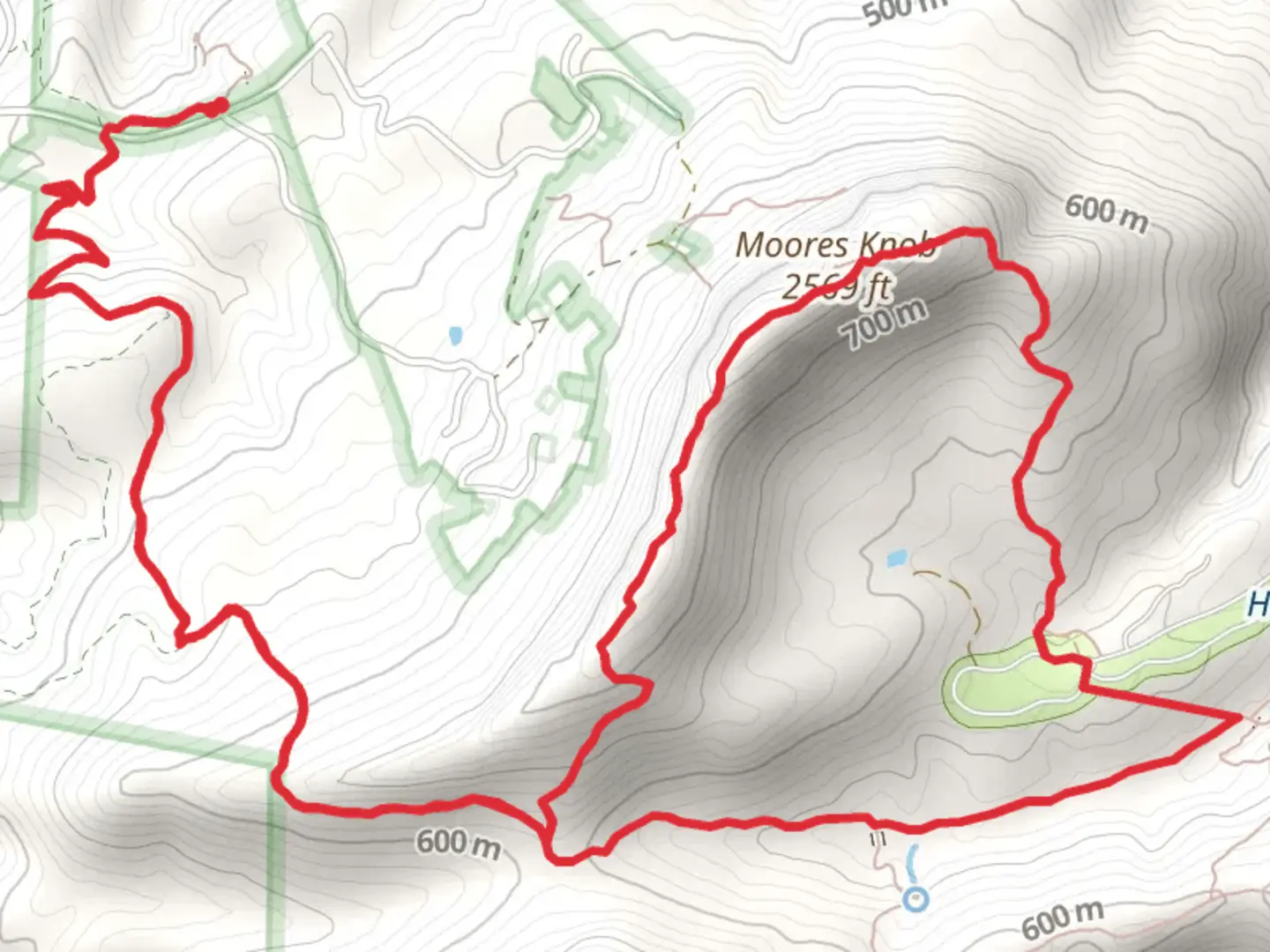 An image depicting the trail Torys Den, Moores Knob and Moores Wall Loop Trail and its surrounding area.
