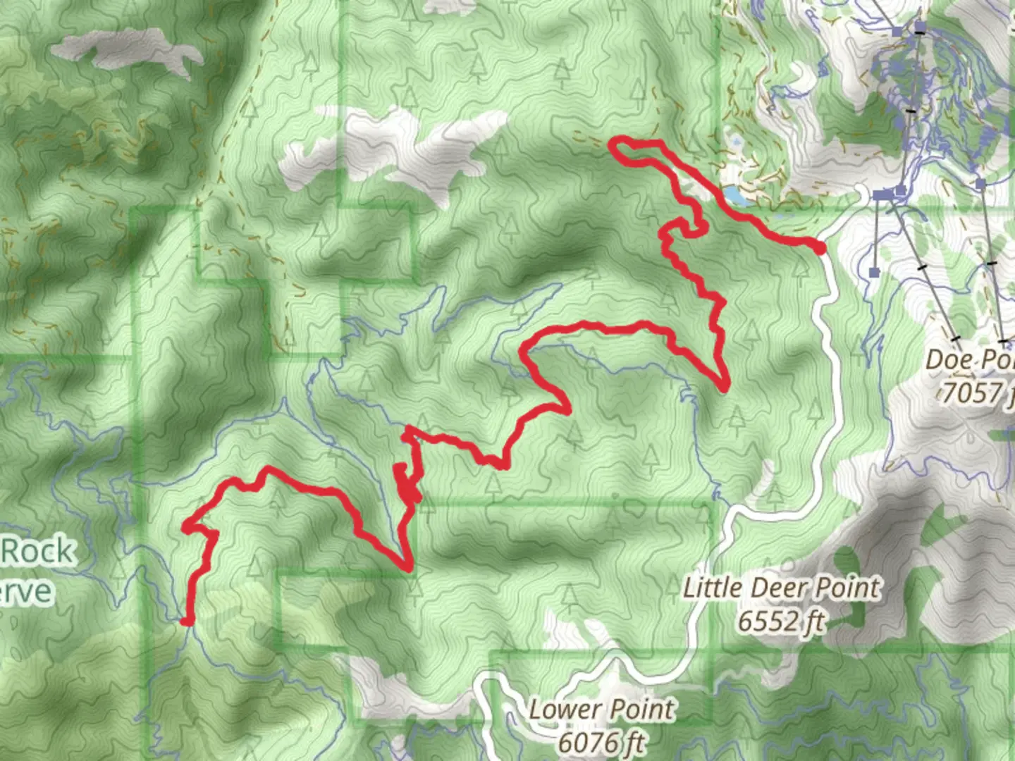 An image depicting the trail Shafer Creek via Eastside and its surrounding area.
