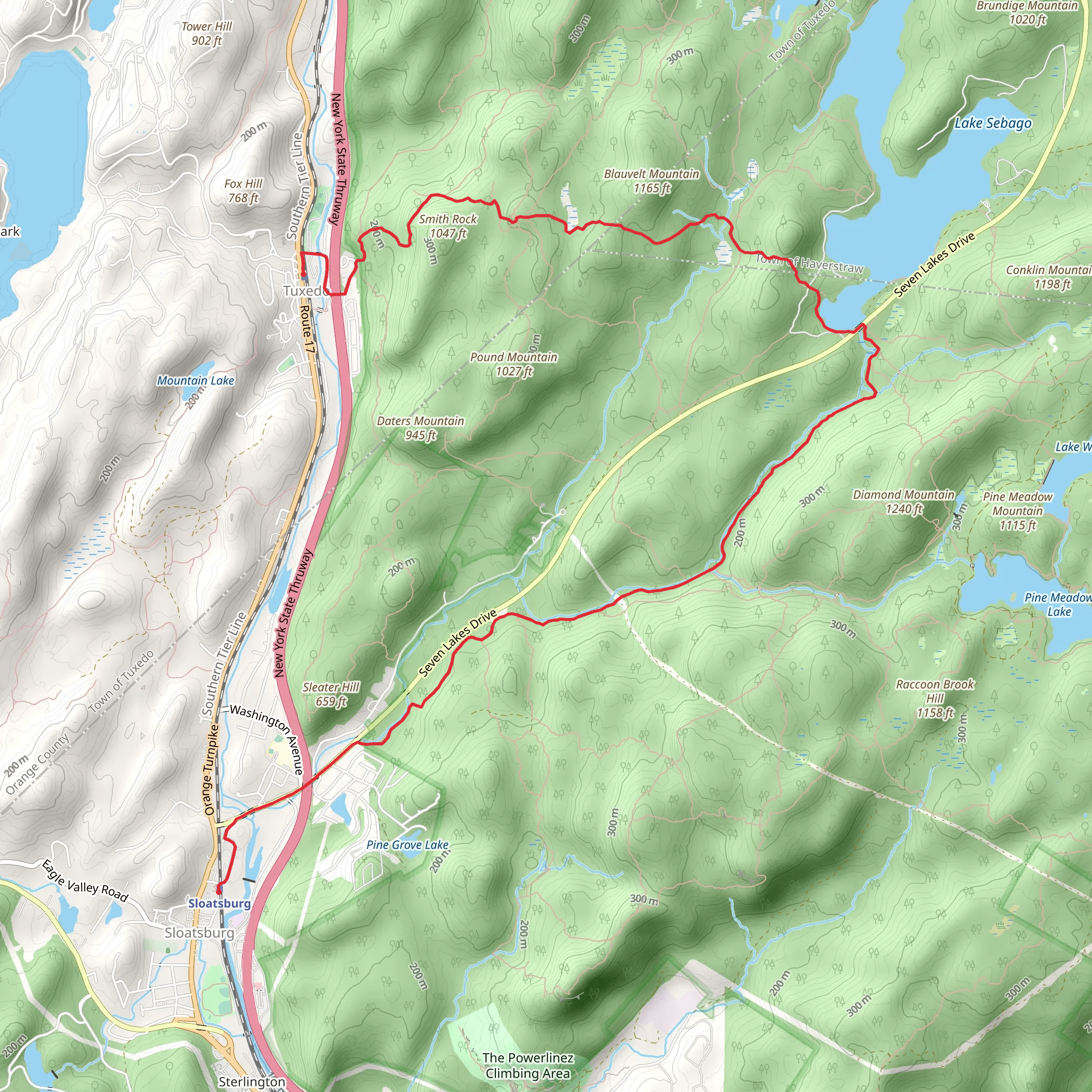Tuxedo to Sloatsburg mobile static map