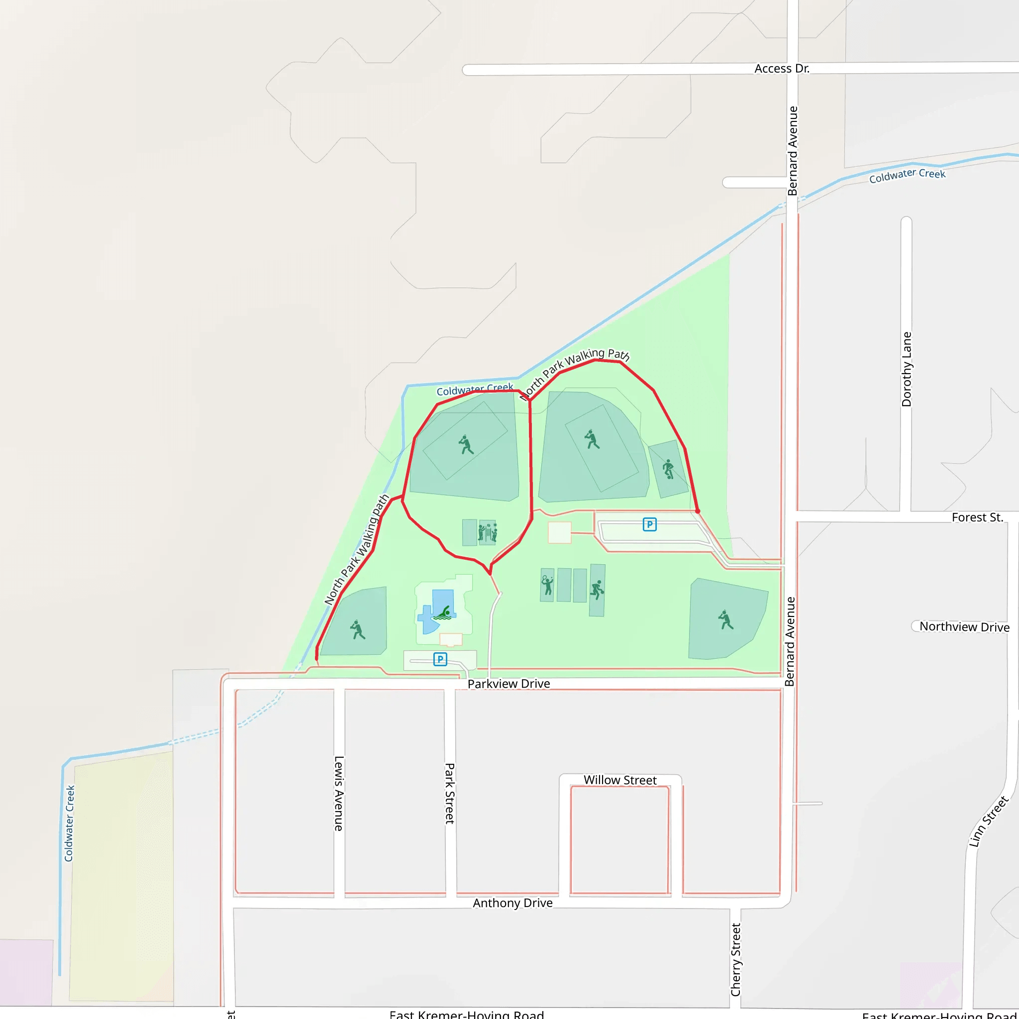 North Park Walking Path Loop mobile static map