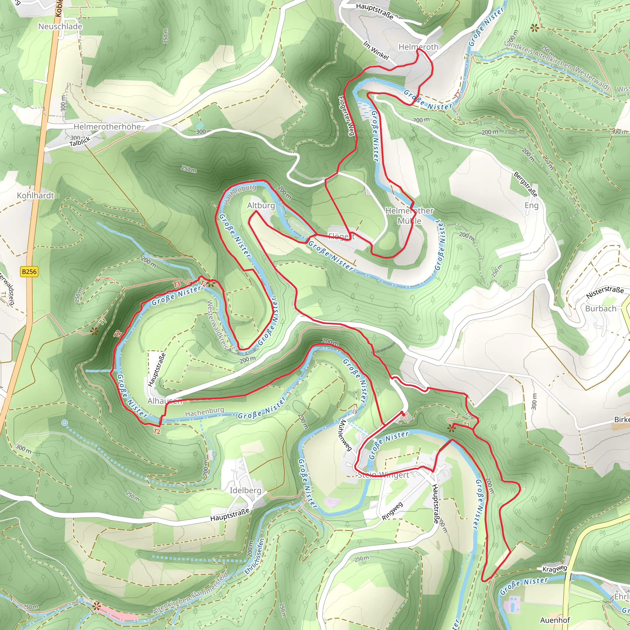 Grosse Nister and Stein Ley via Flögerter Weg mobile static map