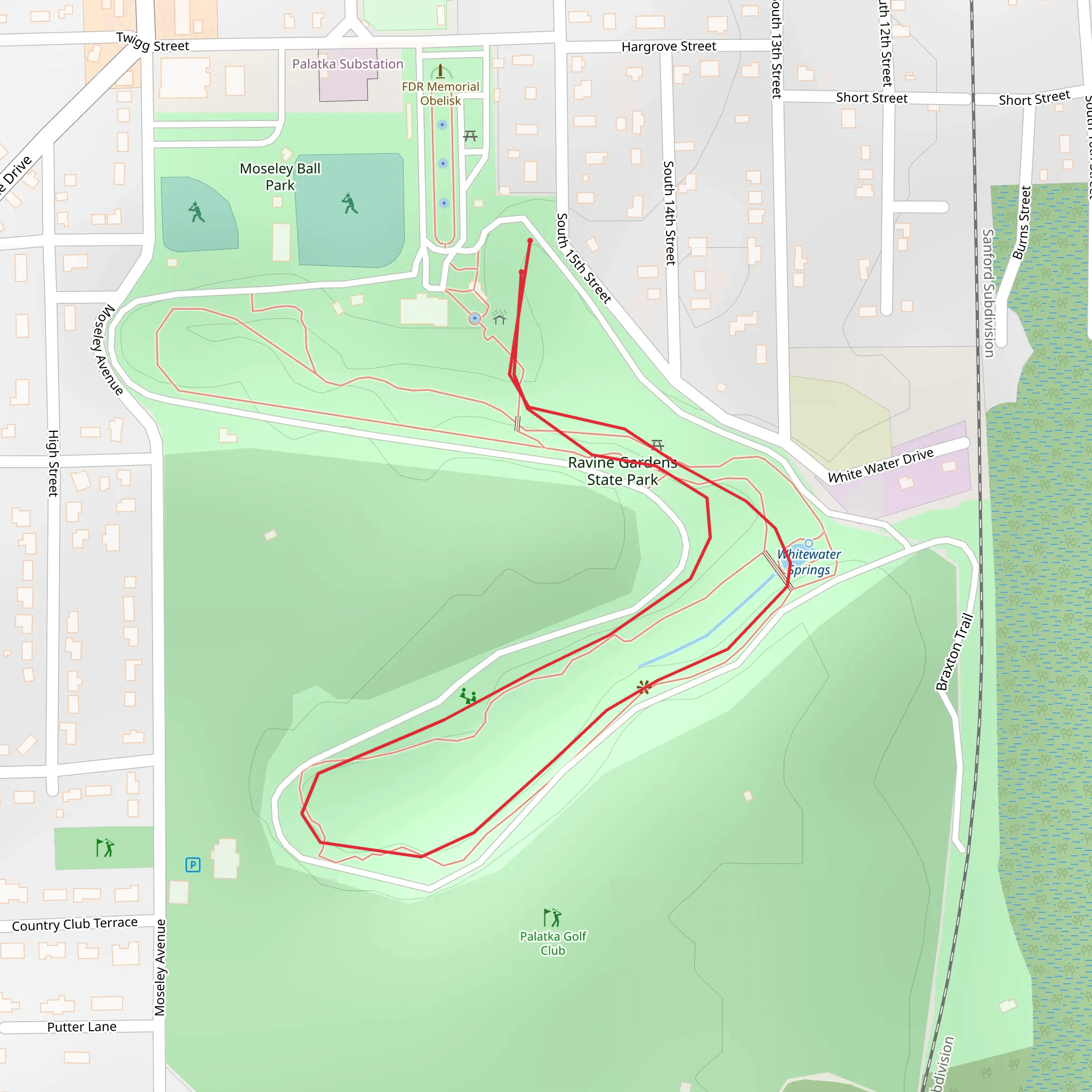 Ravine Gardens State Park Short Loop mobile static map