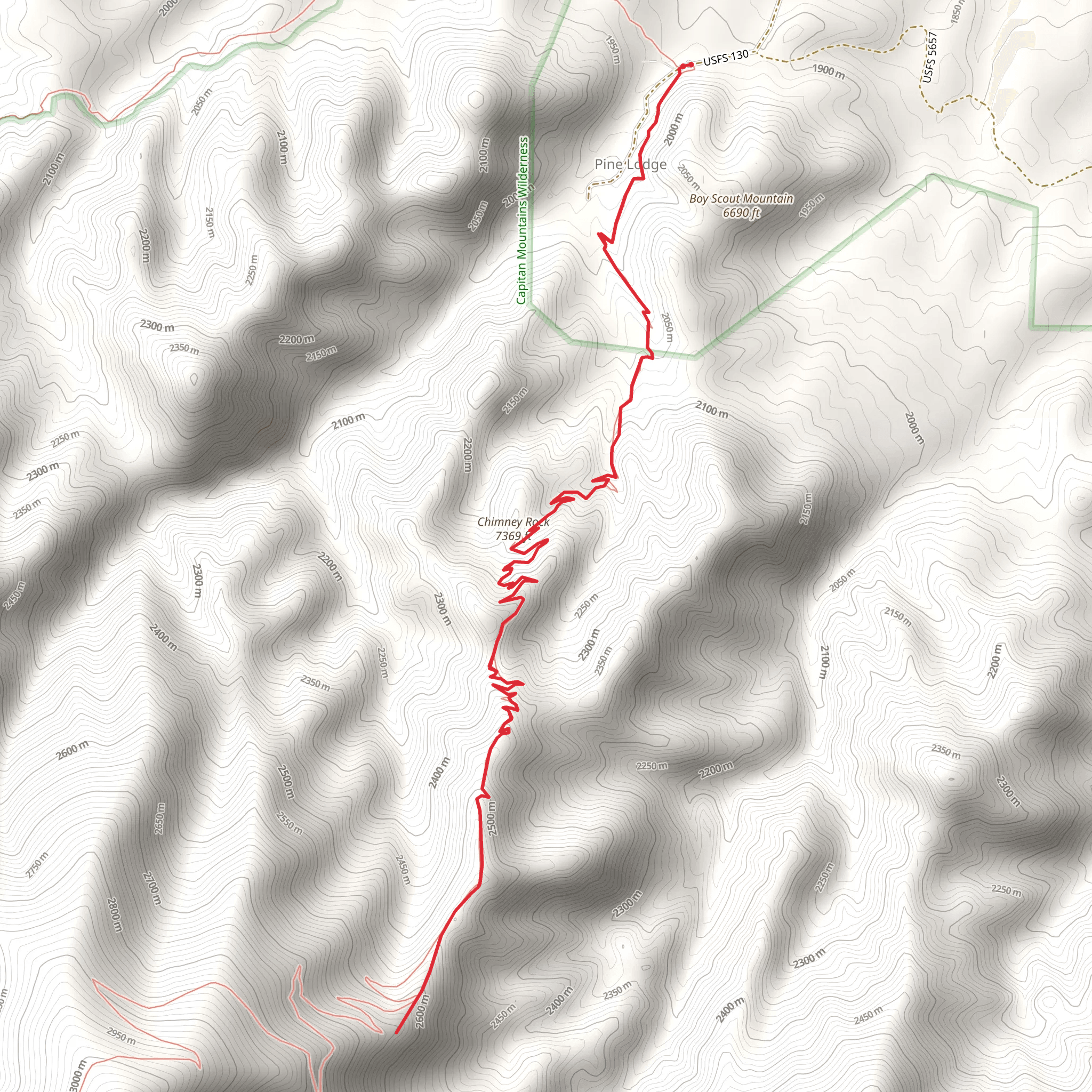 Chimney Rock via Capitan Peak Trail mobile static map