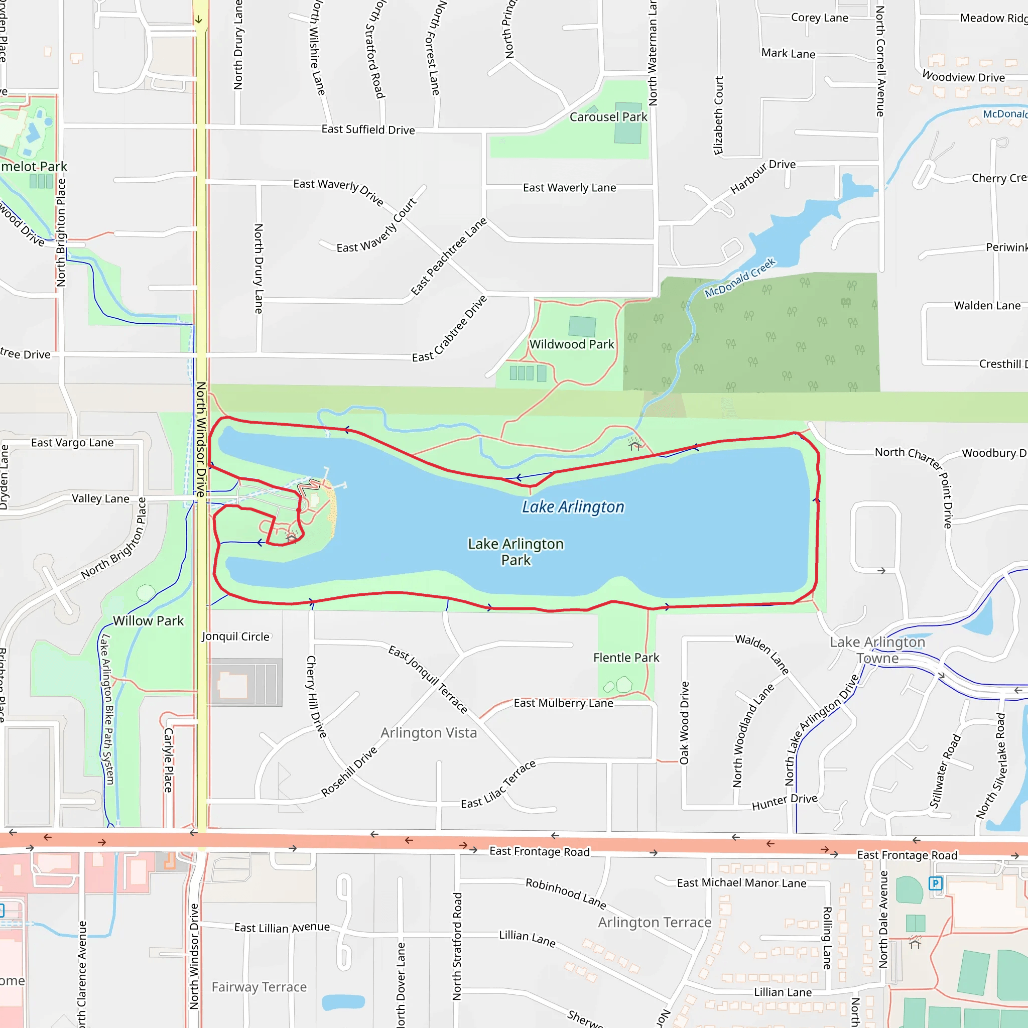 Lake Arlington Loop mobile static map
