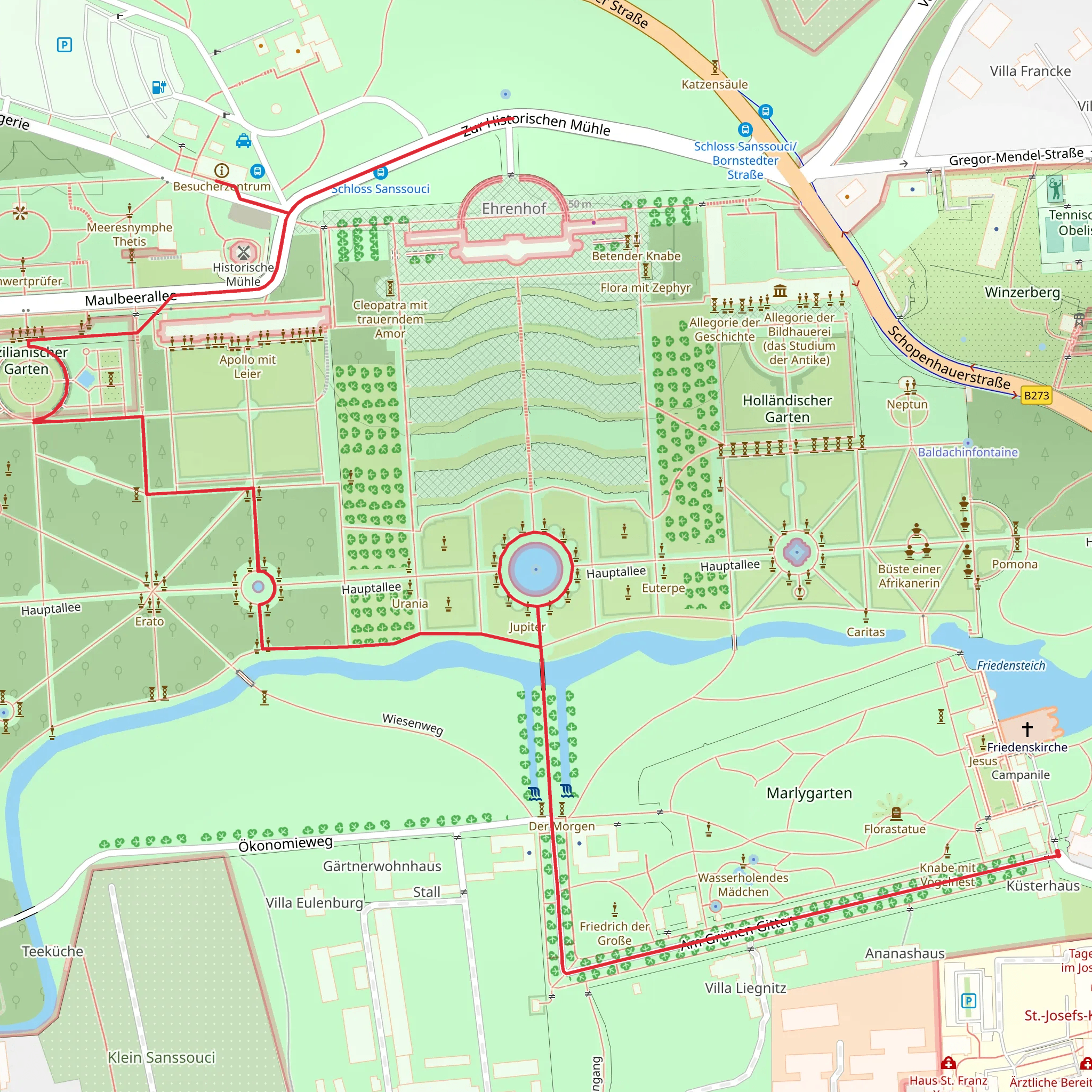 Great Fountain, Entführungsrondell and Sicilian Garden Walk mobile static map