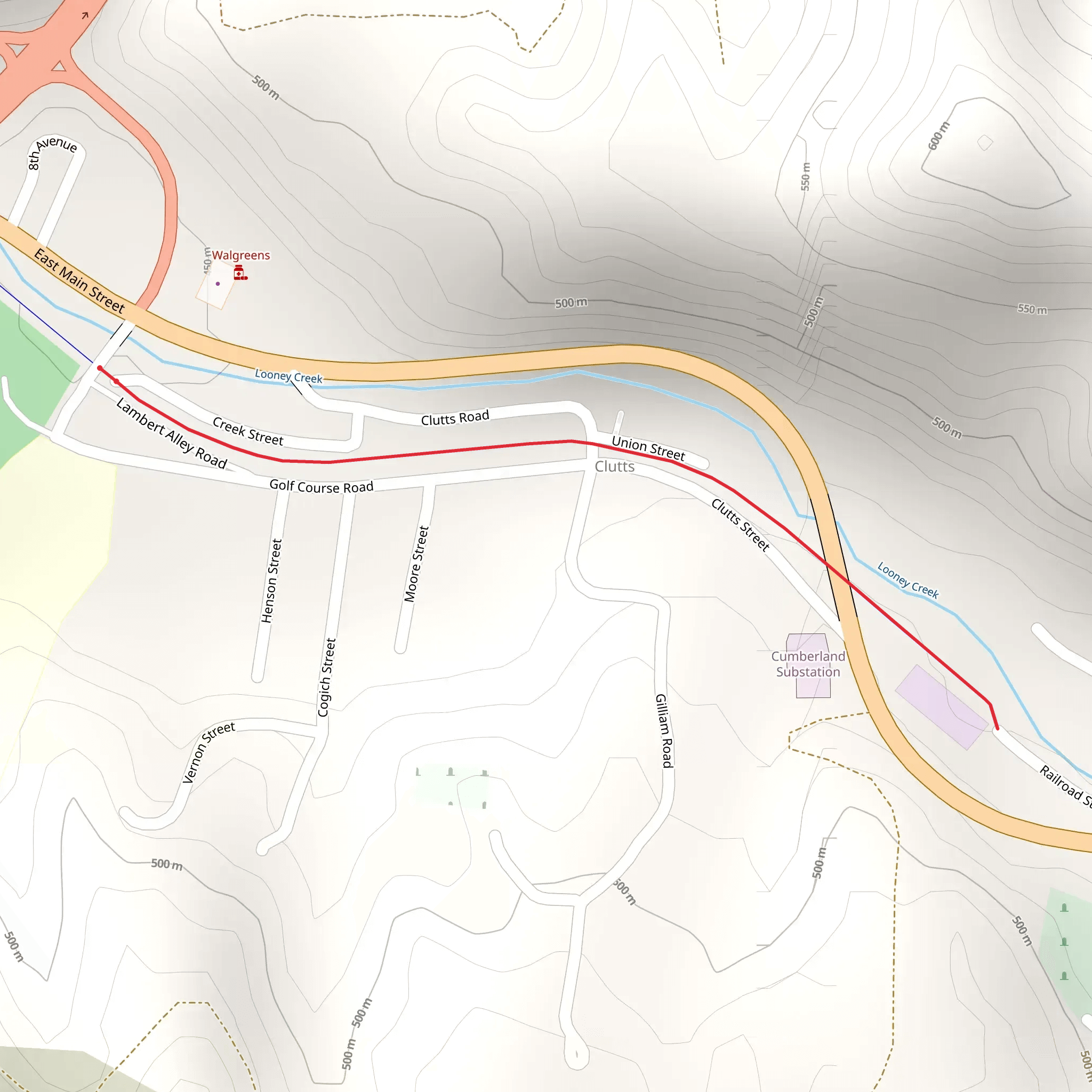 Lambert Alley along Looney Creek mobile static map