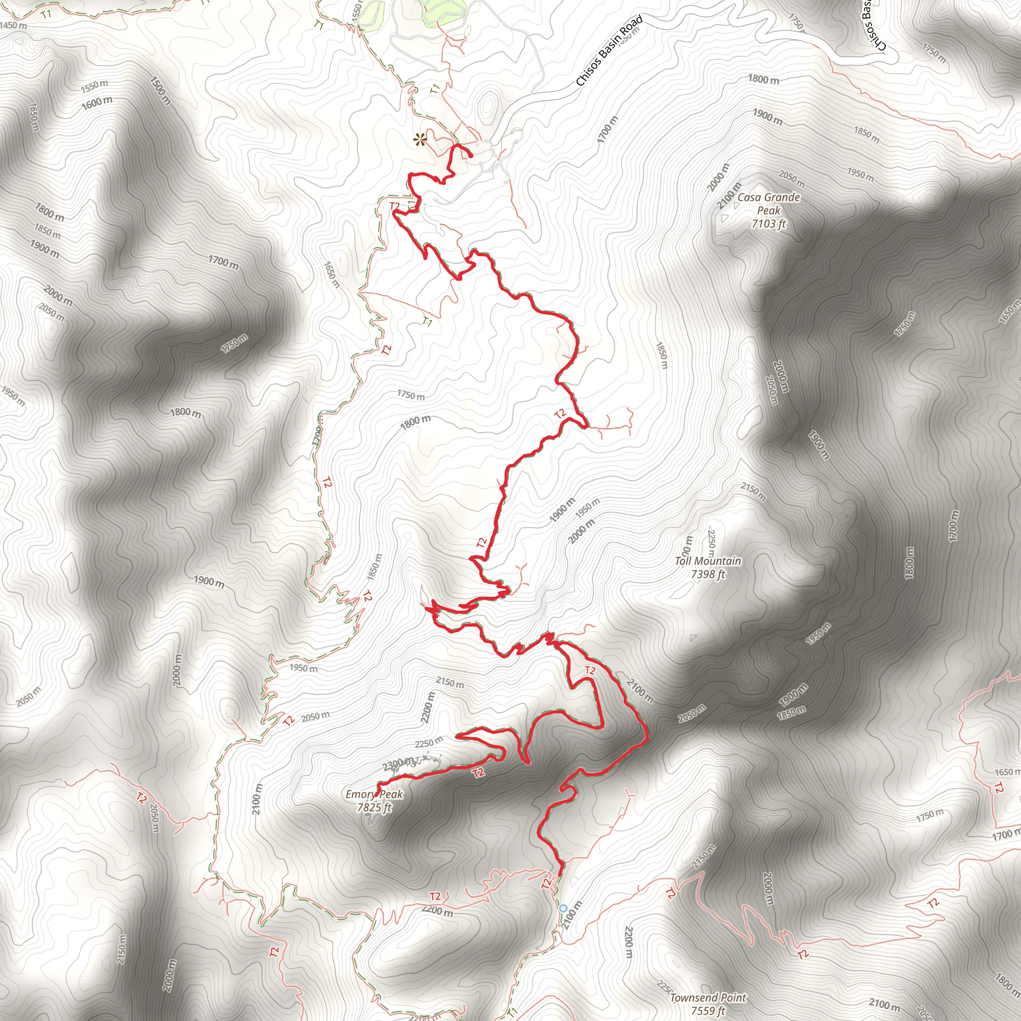 Emory Peak Trail and Boot Canyon Trail mobile static map