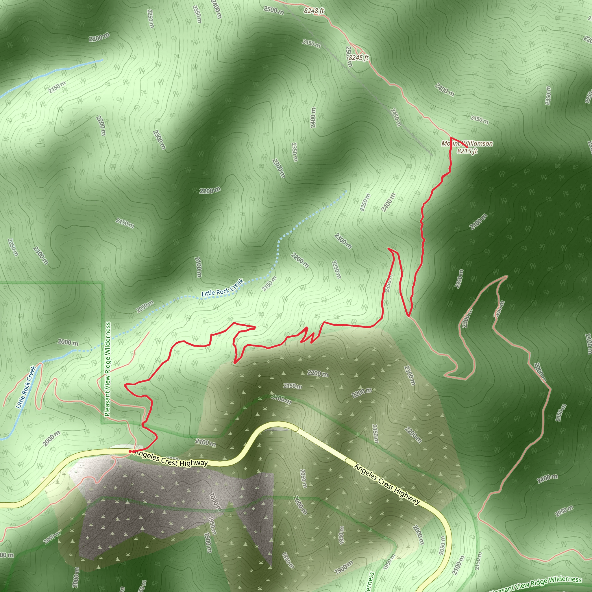 Mount Williamson via Silver Moccasin Trail mobile static map