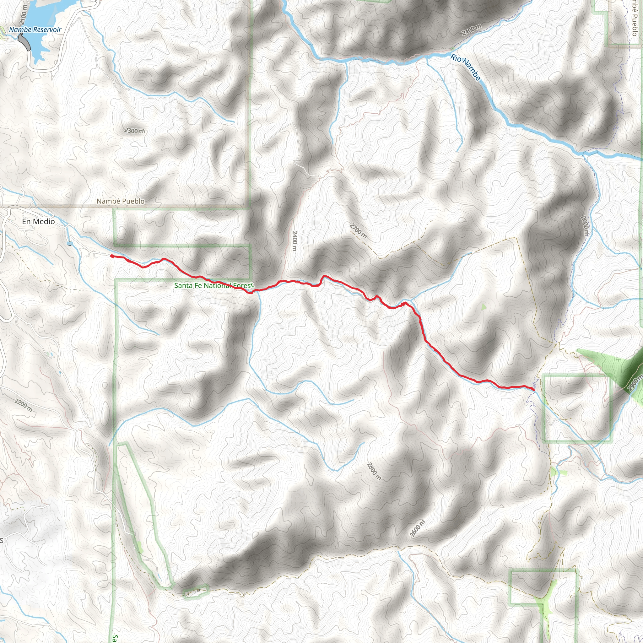 Rio en Medio Creek via Rio en Medio Trail mobile static map