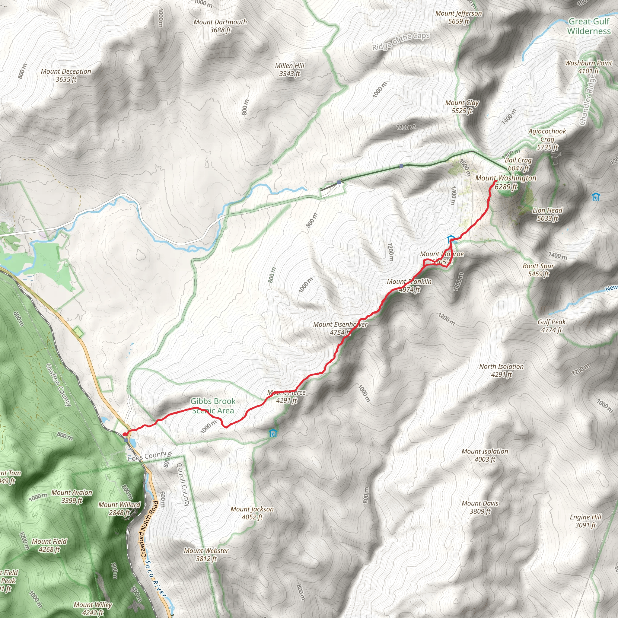 Mount Monroe via Appalachian Trail mobile static map