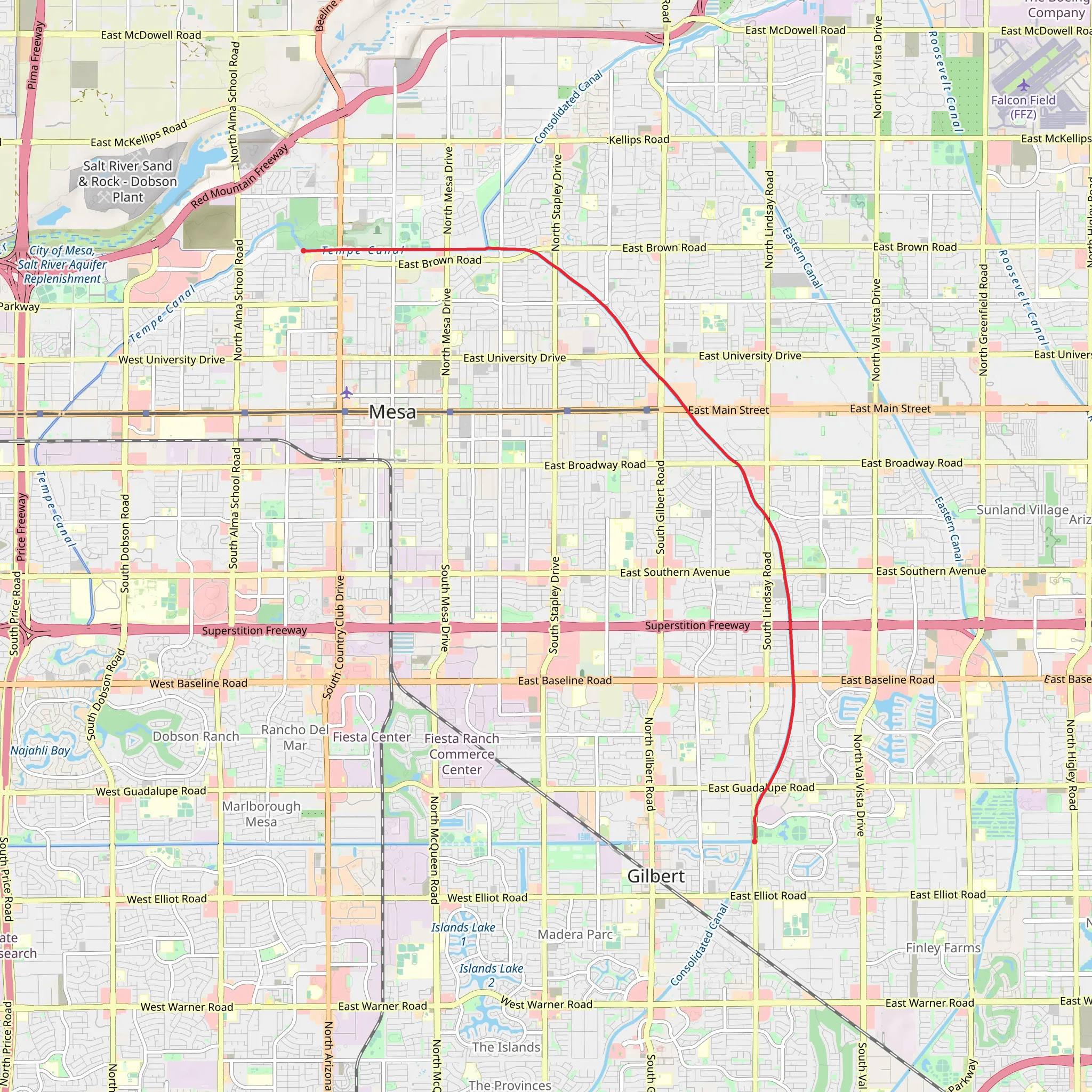 Maricopa Trail from Freestone Pond mobile static map