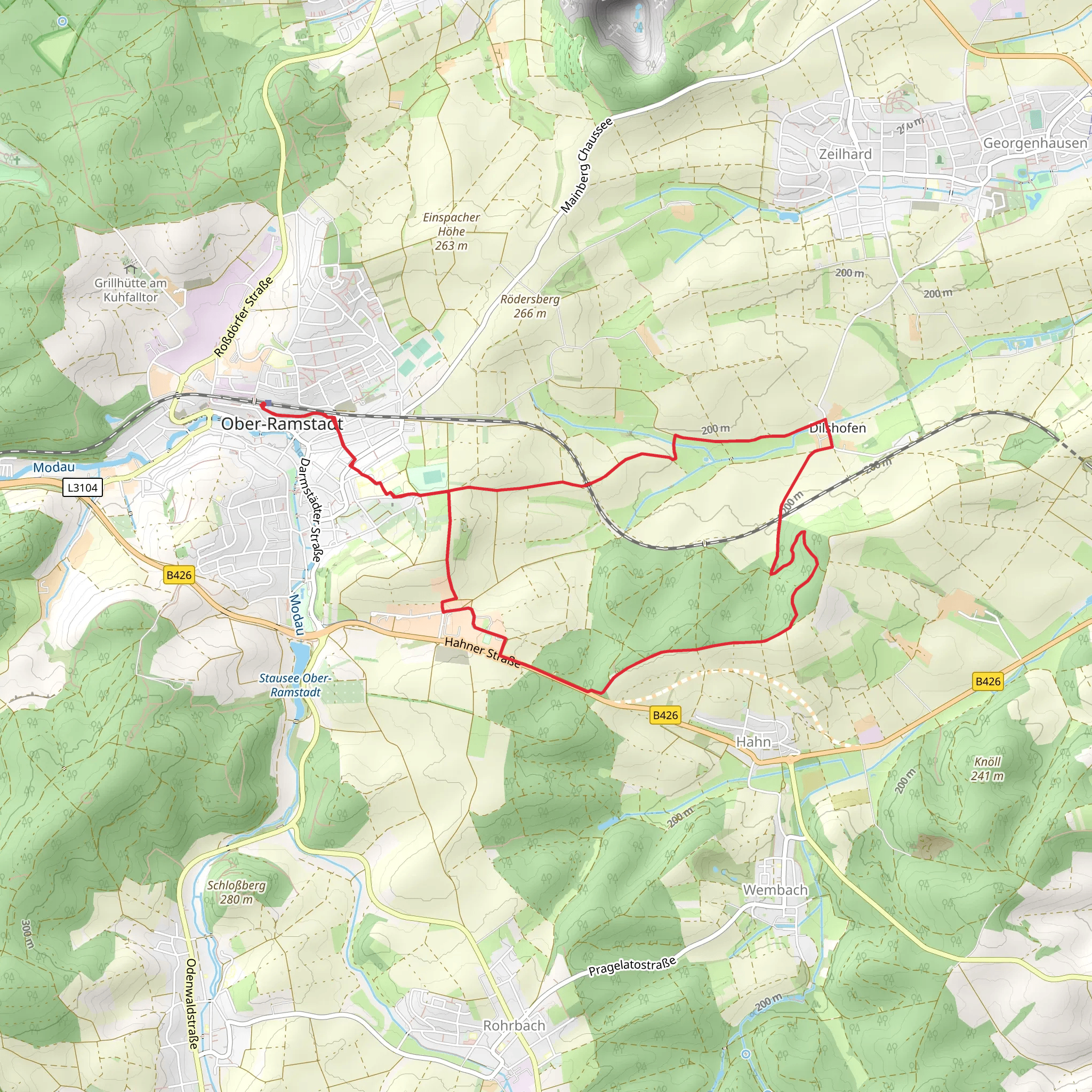 Ortsrundwanderweg Ober Ramstadt mobile static map