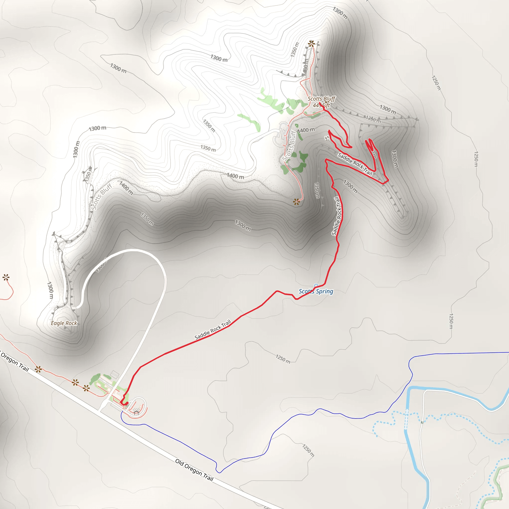 Scotts Bluff Peak Trail mobile static map