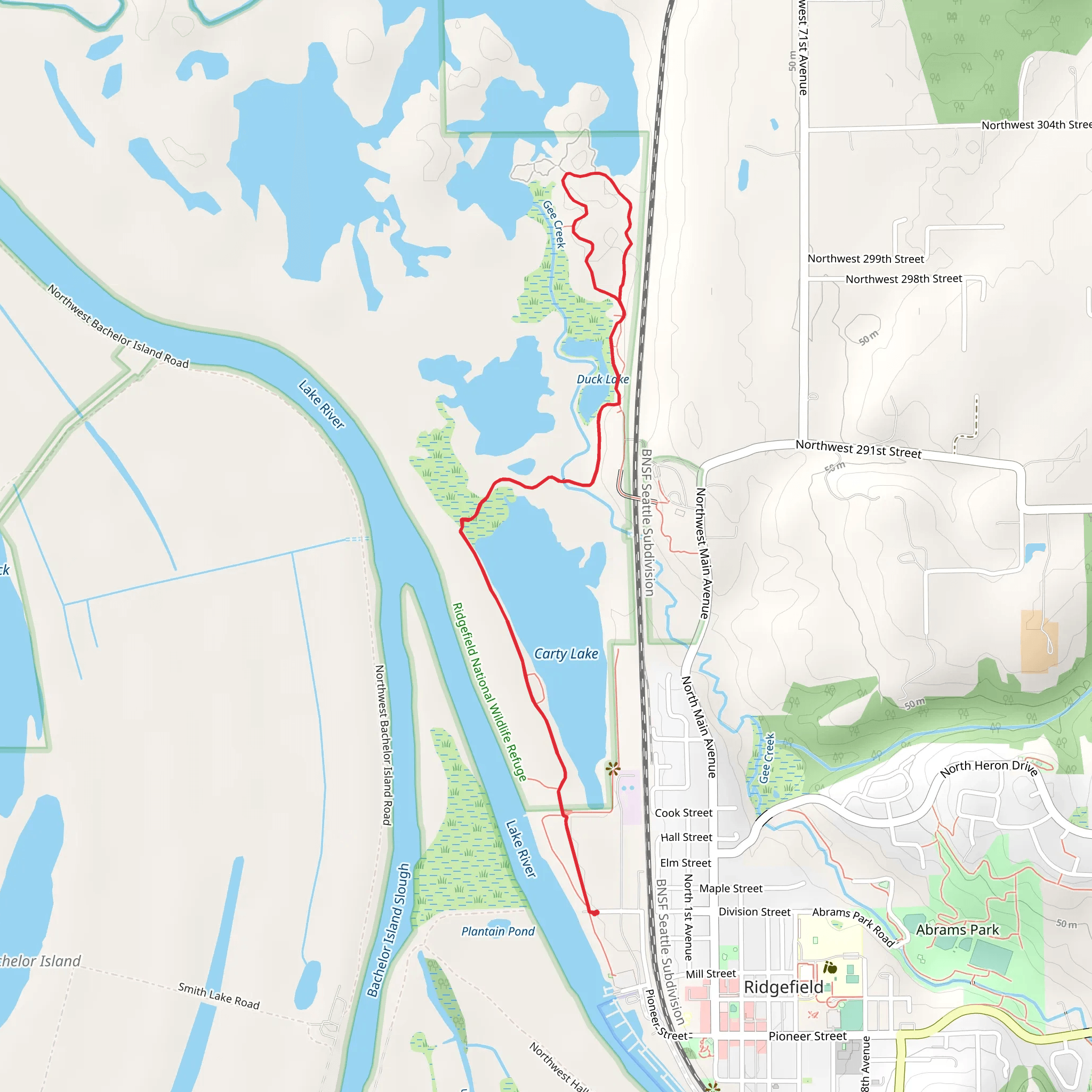 Carty Lake and Oaks to Wetlands Trail mobile static map