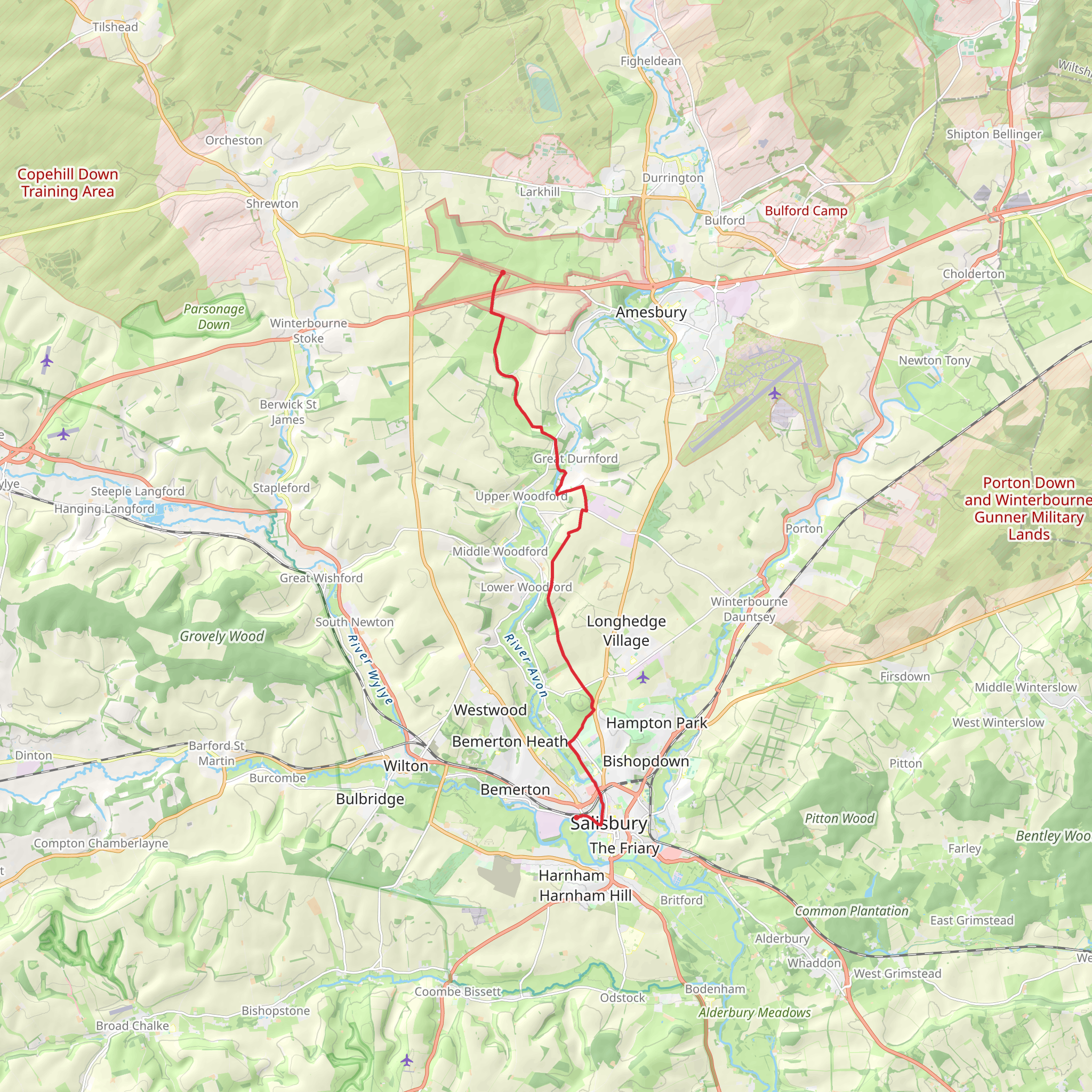 Salisbury to Stonehenge Walk mobile static map