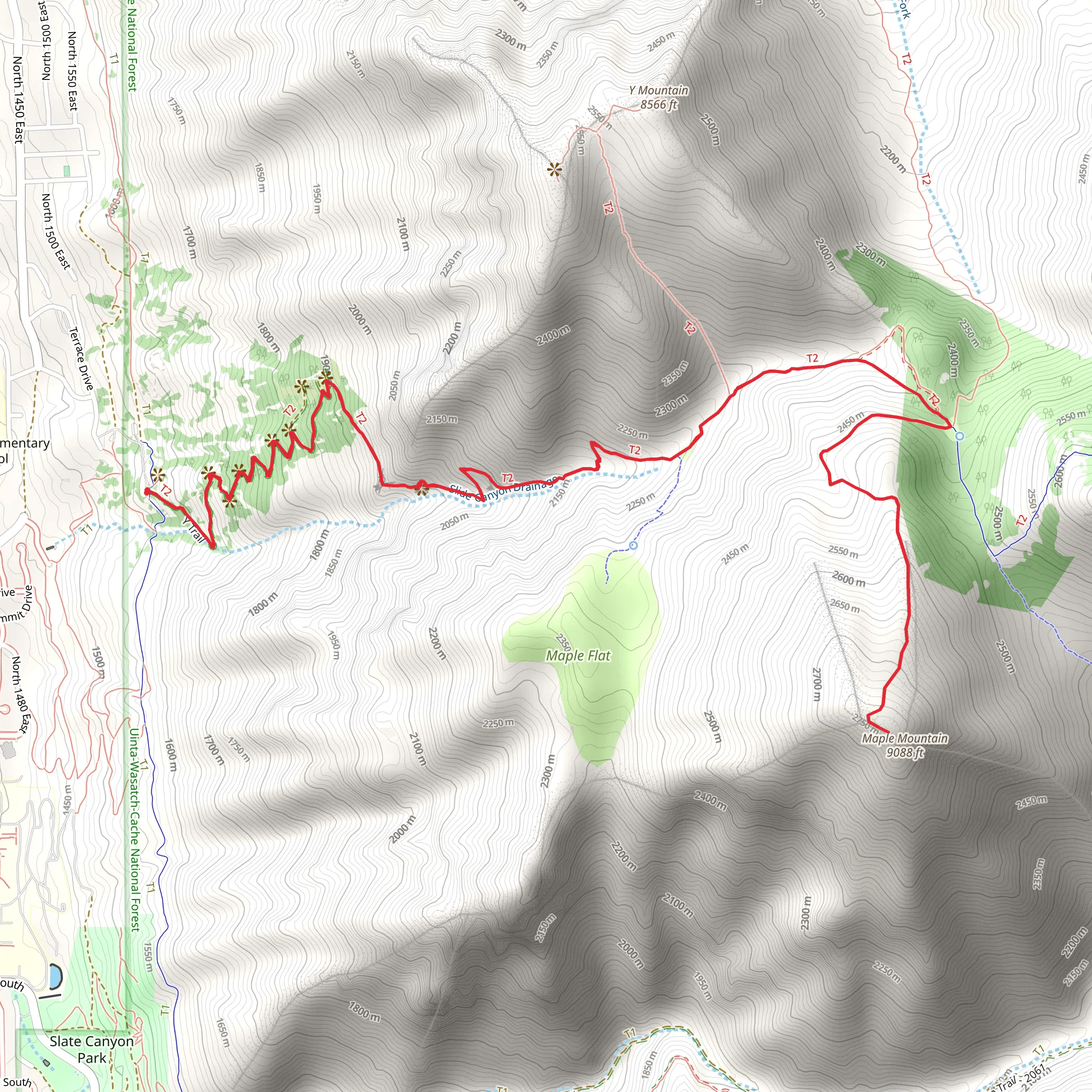 Slide Canyon Trail and Maple Mountain mobile static map