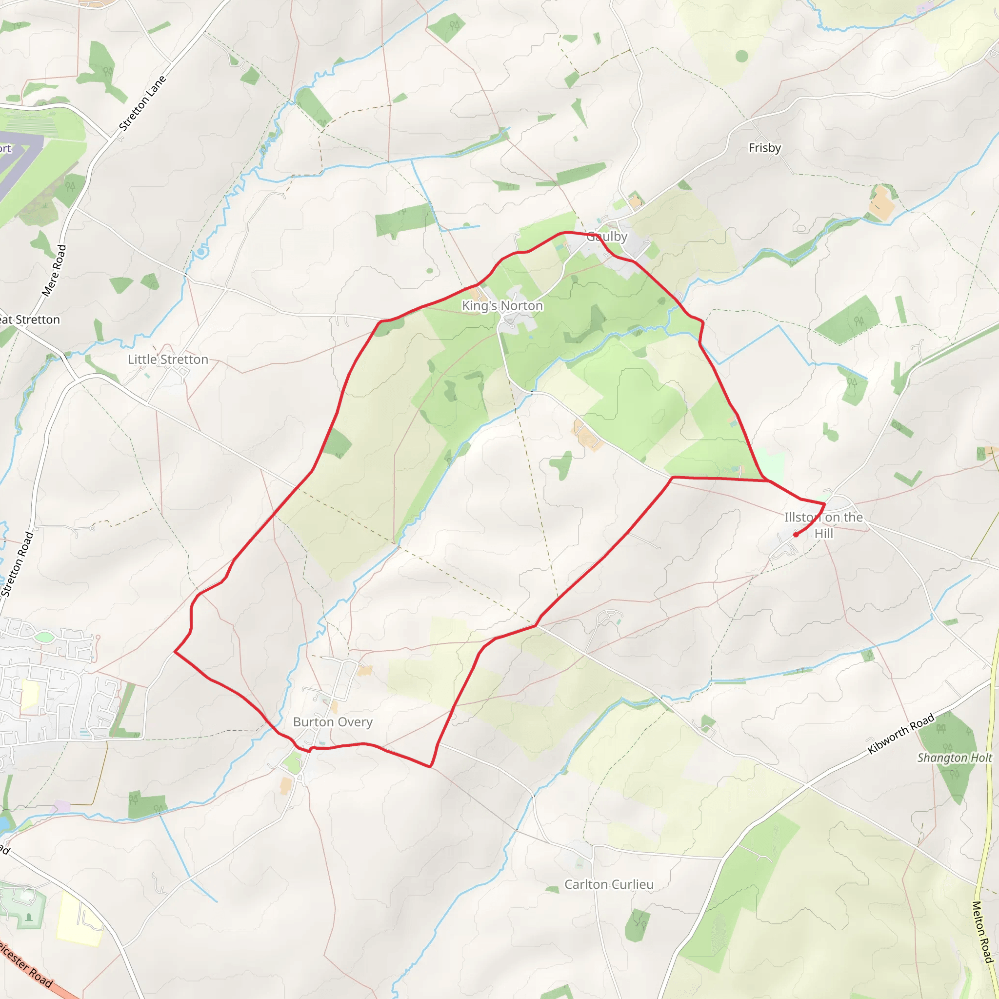 Illston on the Hill, Burton Overy and king's Norton Loop mobile static map