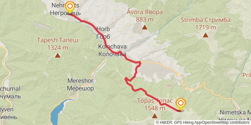 Trans Carpathian Hike stage 52 Map