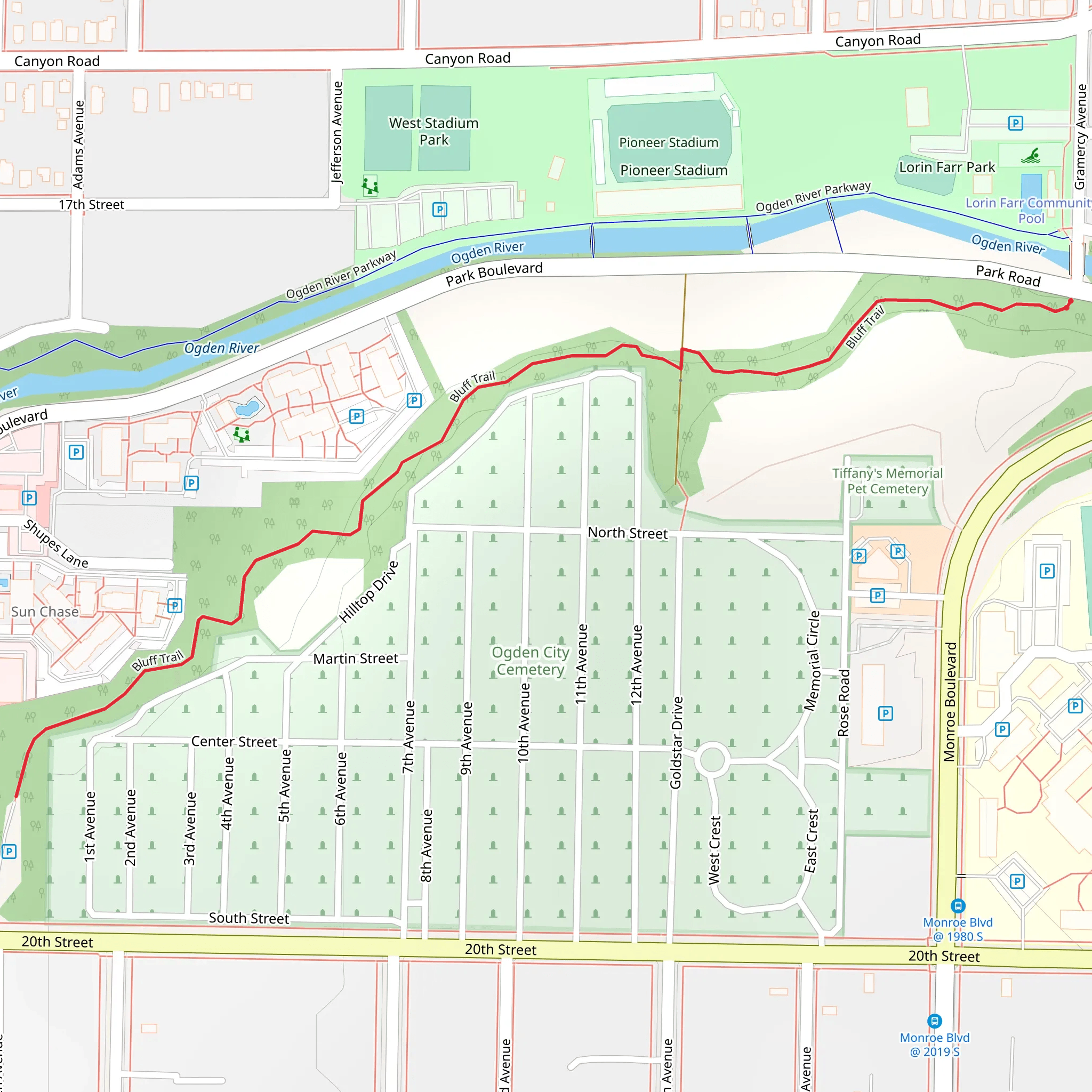 Bluff Trail mobile static map
