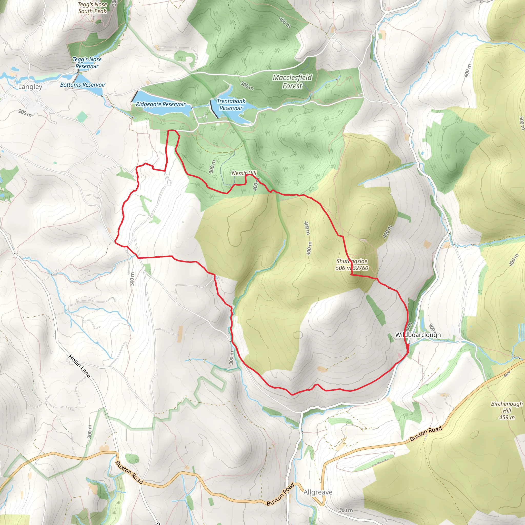 Shutlingsloe - Macclesfield Forest - Gritstone Trail - Oakenclough mobile static map
