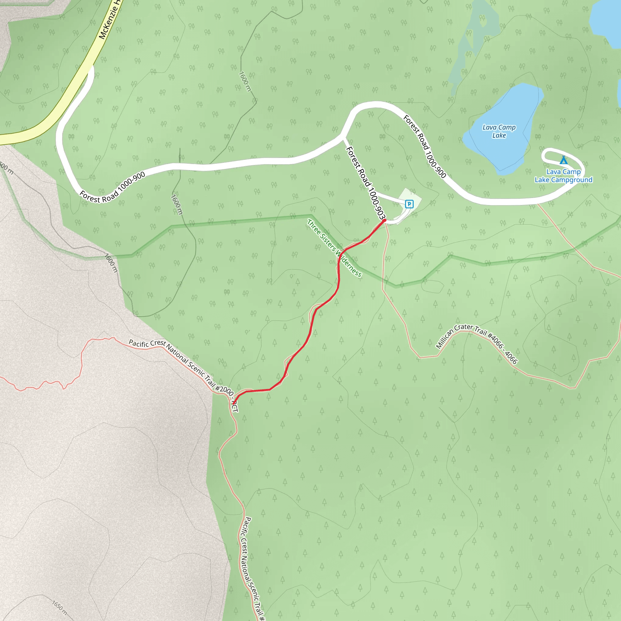 Lava Camp Lake Trail mobile static map