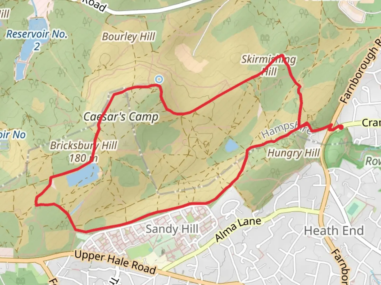 An image depicting the trail Sandy Hill and Bricksbury Hill Loop and its surrounding area.