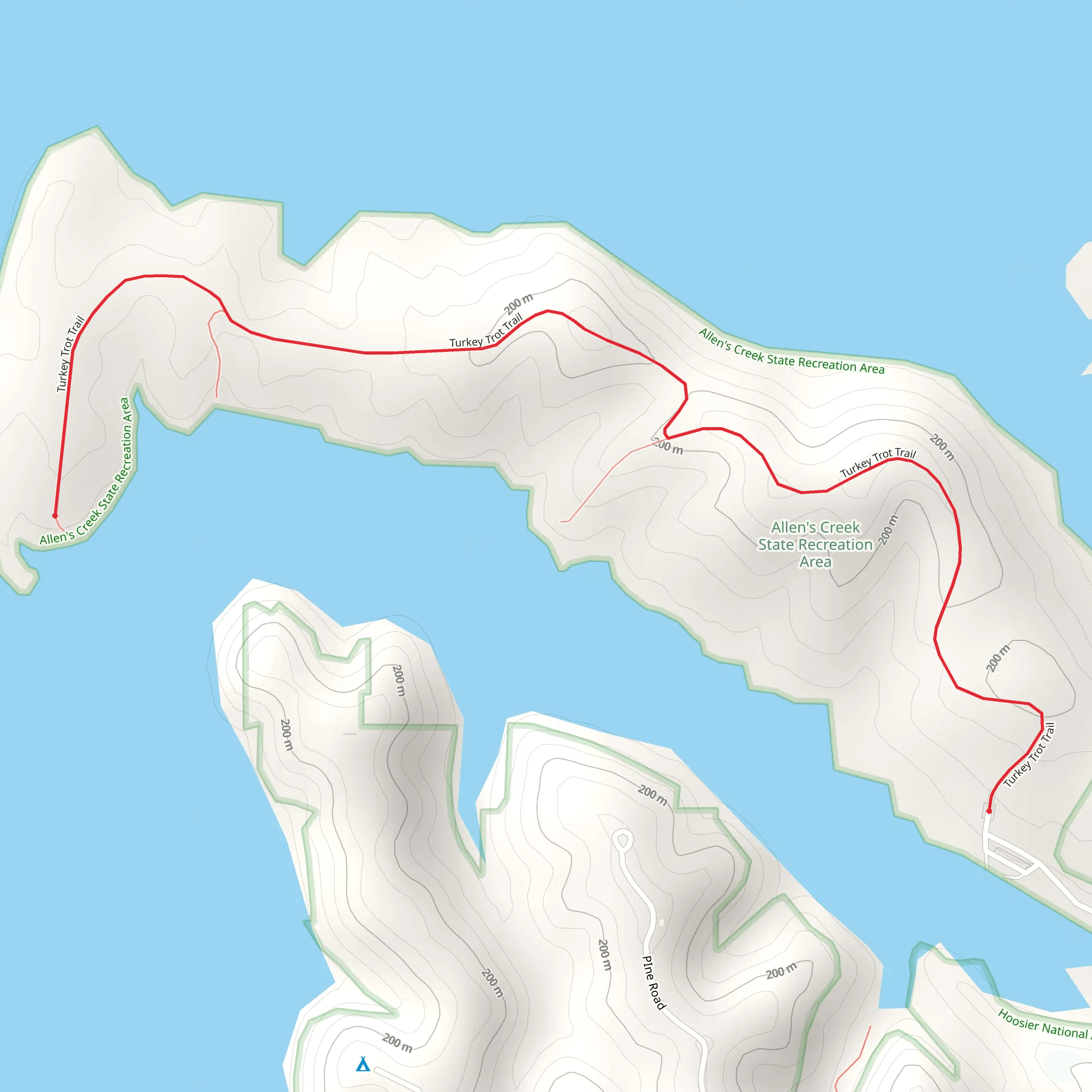 Turkey Trot Trail - Allen's Creek State Recreation Area mobile static map