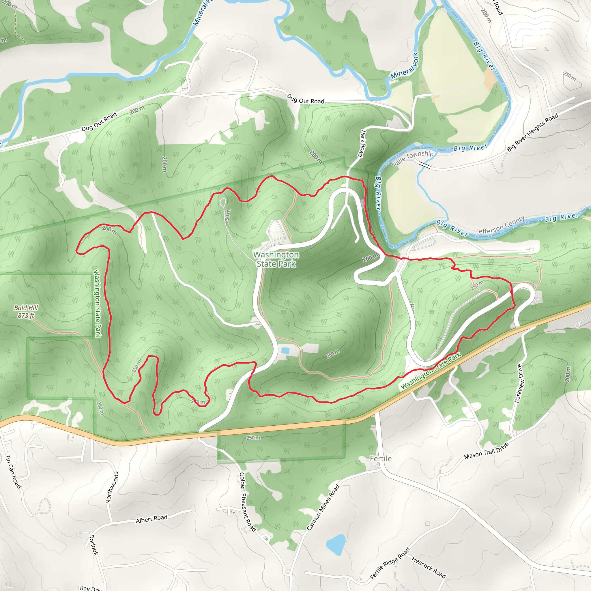 Rockywood and 1000 Steps Loop Trail mobile static map