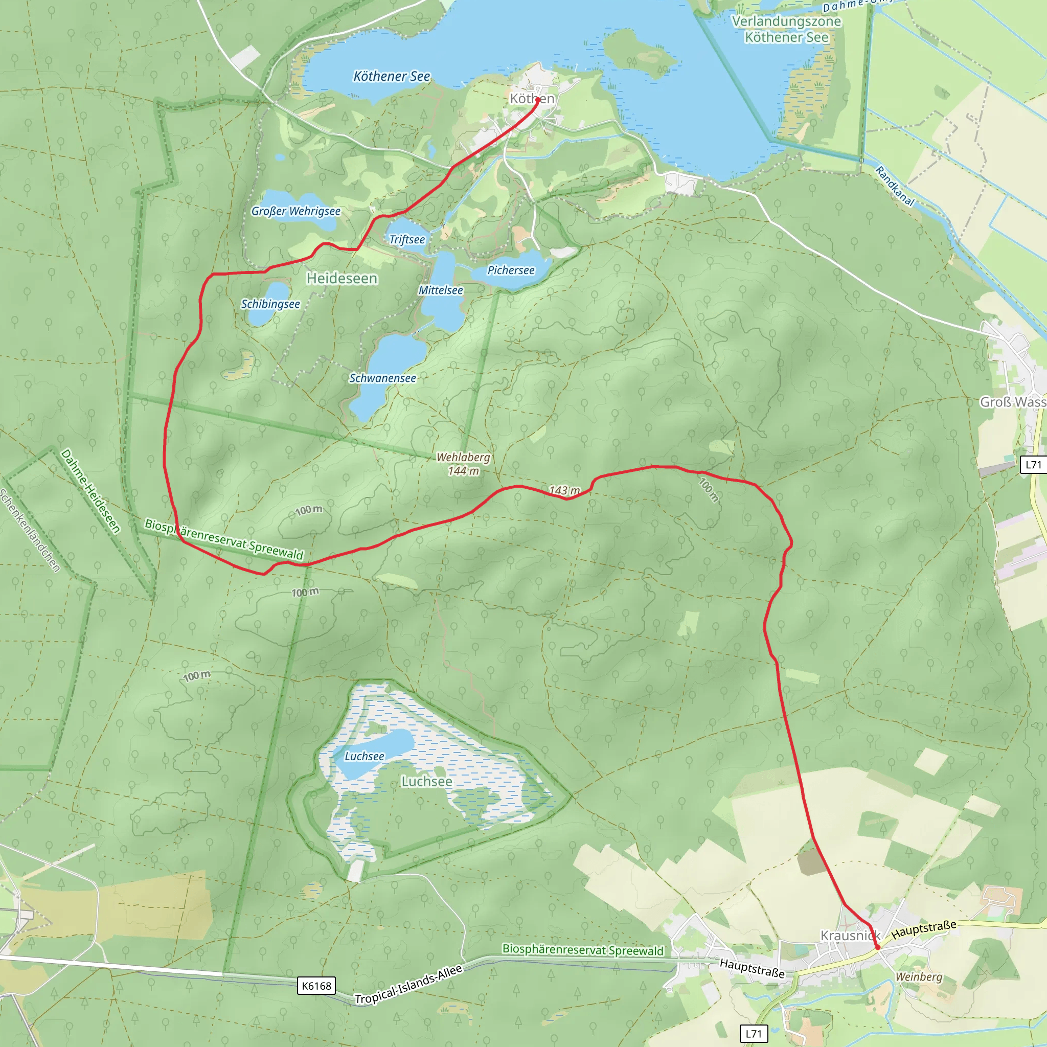 Köthen to Krausnick via Paul Gerhardt Weg mobile static map
