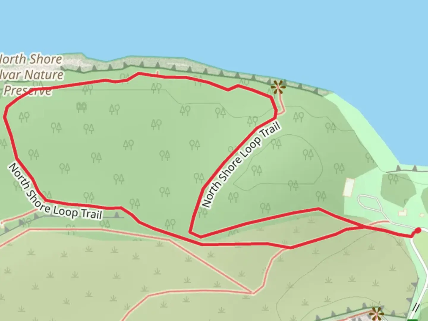An image depicting the trail North Shore Loop Trail and its surrounding area.
