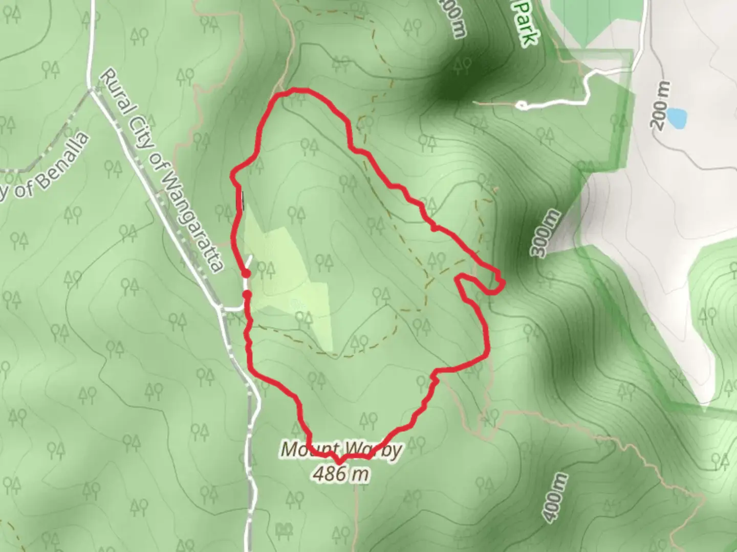 An image depicting the trail Friends Track and its surrounding area.