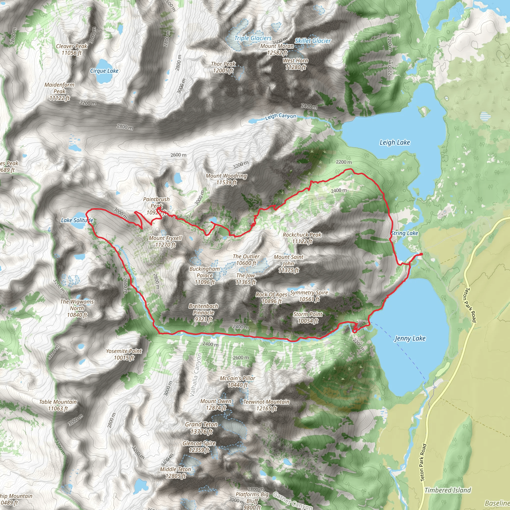 Paintbrush Canyon - Cascade Canyon Loop Trail mobile static map
