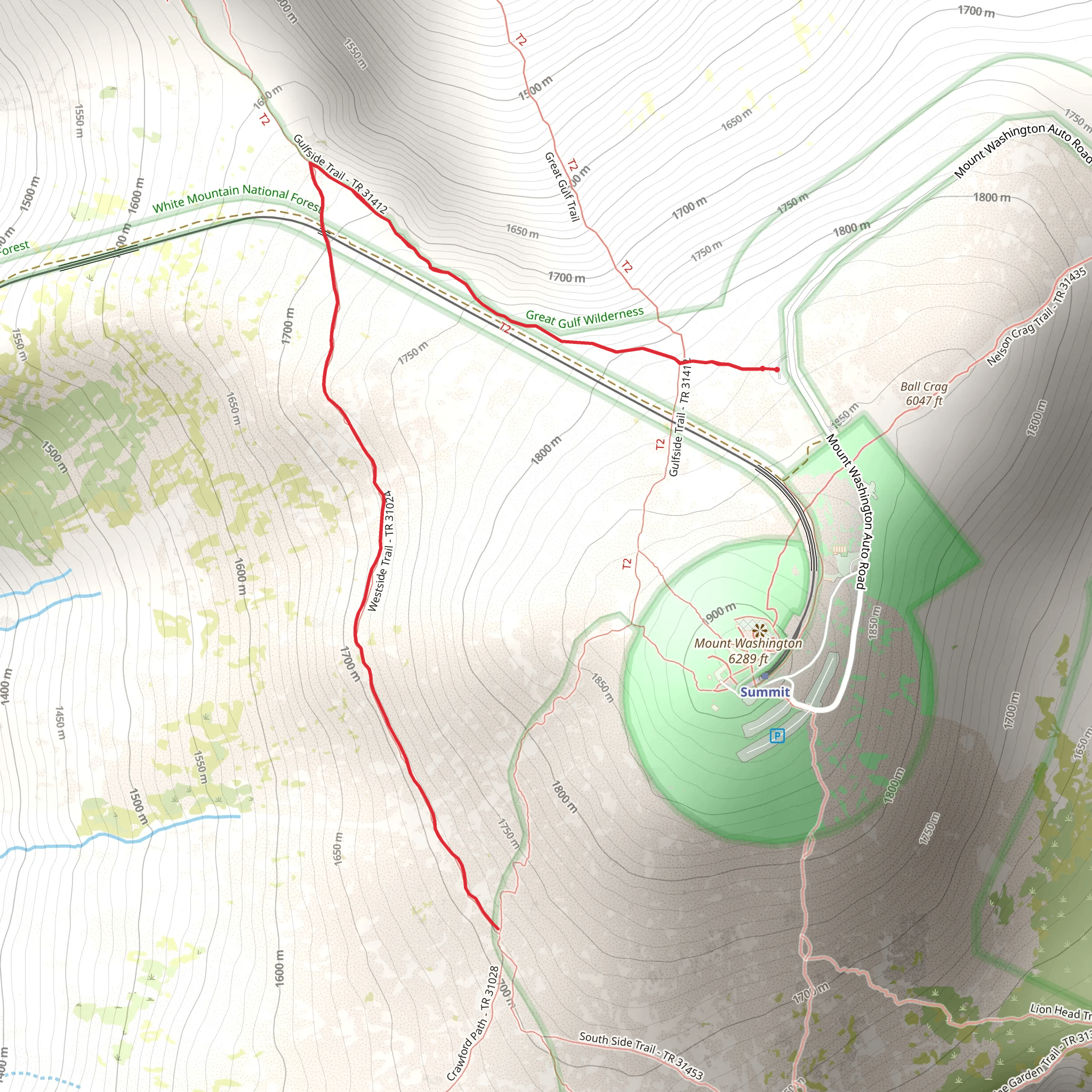 Westside Trail via Gulfside Trail mobile static map