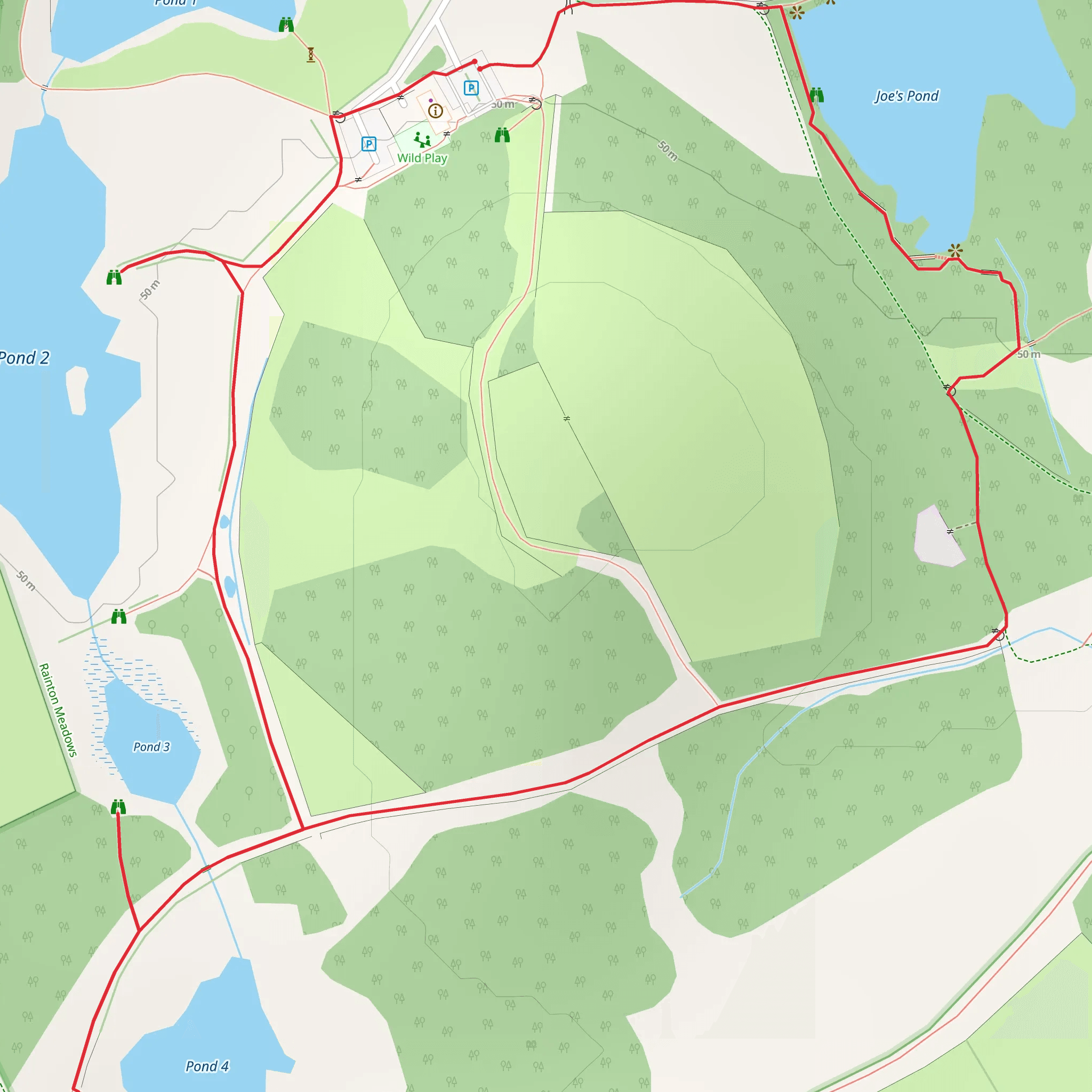 Joe's Pond, Pond 3 and Pond 4 Loop mobile static map