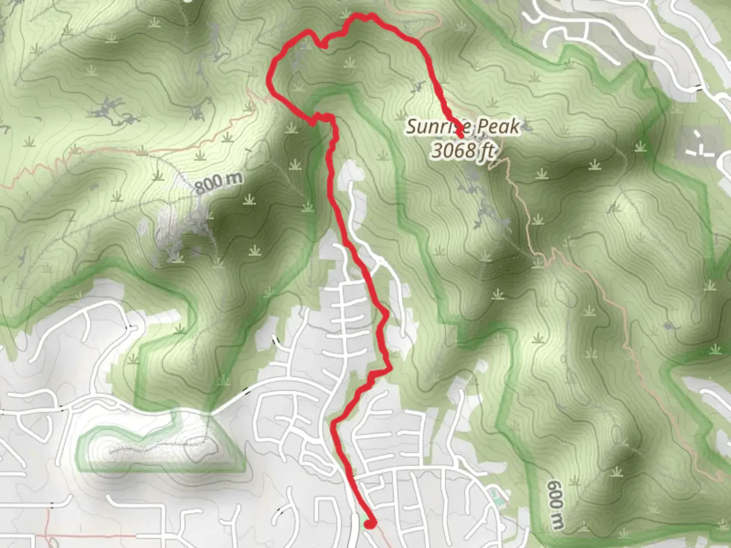 An image depicting the trail Sunrise Peak Trail and its surrounding area.