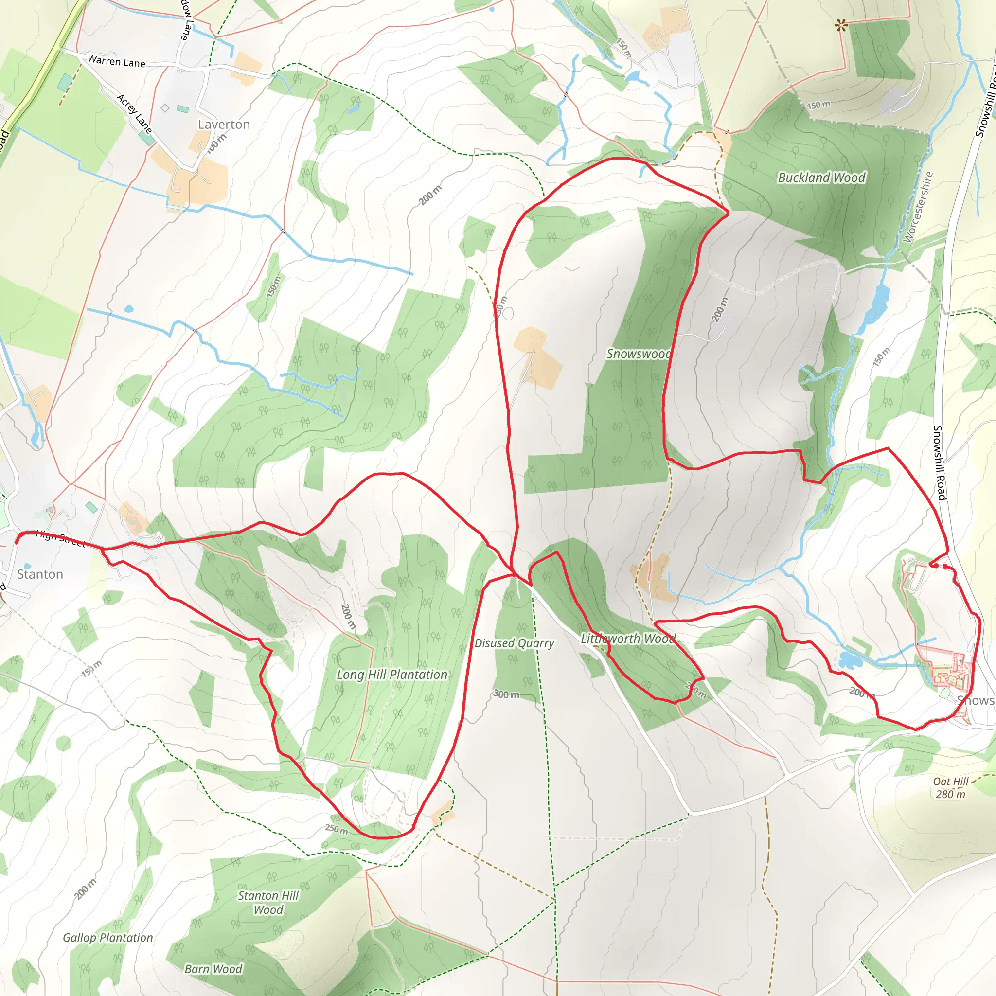 Long Hill Plantation via Wyche Way and Donnington Way mobile static map