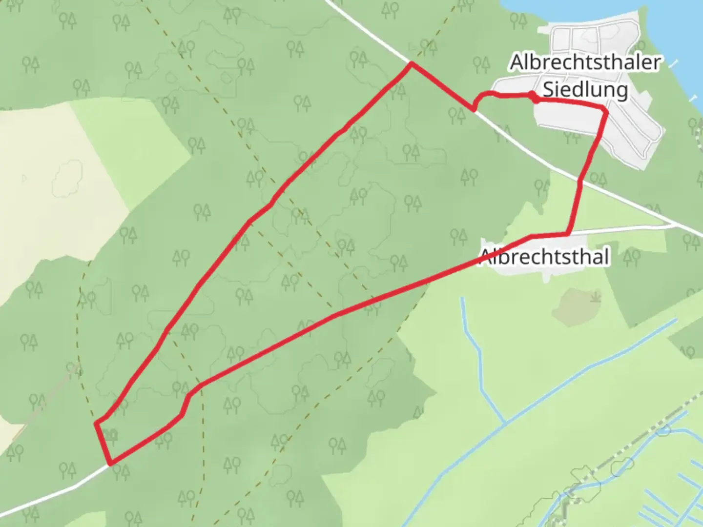 An image depicting the trail Albrechtsthal Loop and its surrounding area.