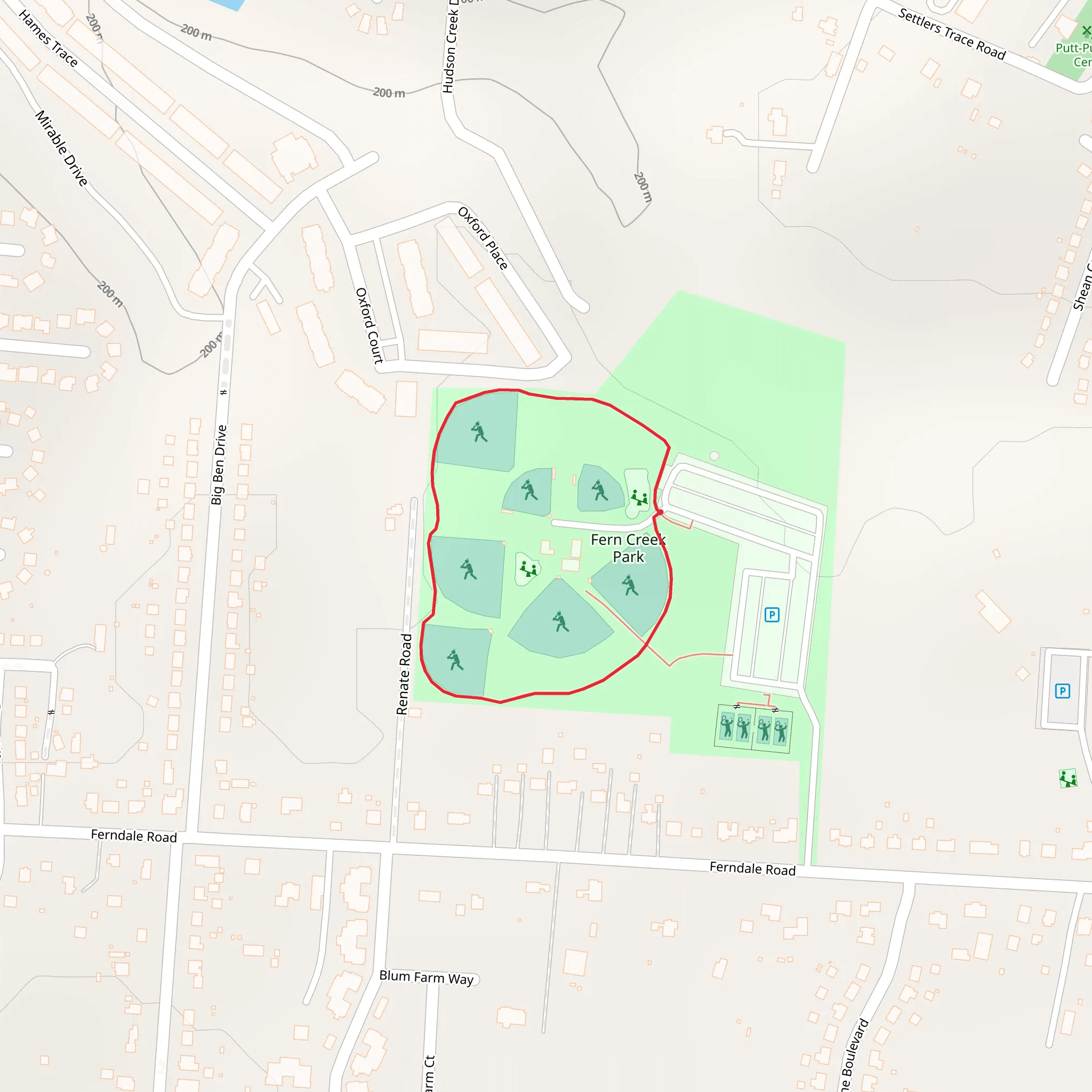 Fern Creek Park Loop mobile static map