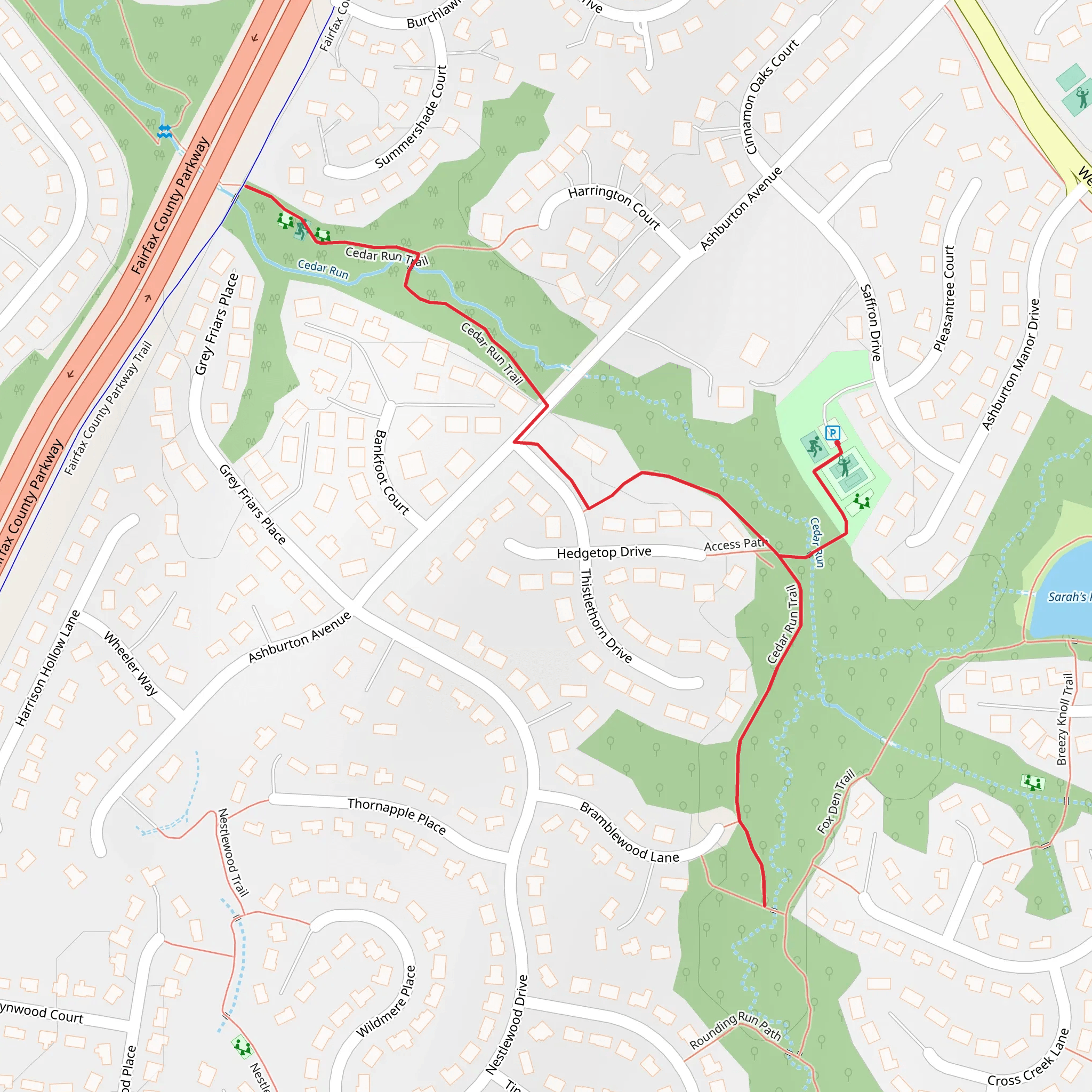 Cedar Run Trail and Franklin Farm Path mobile static map
