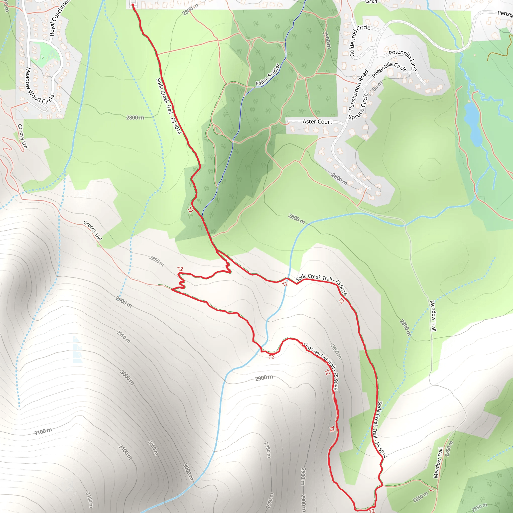 Groovey Uvi Trail via Soda Creek mobile static map