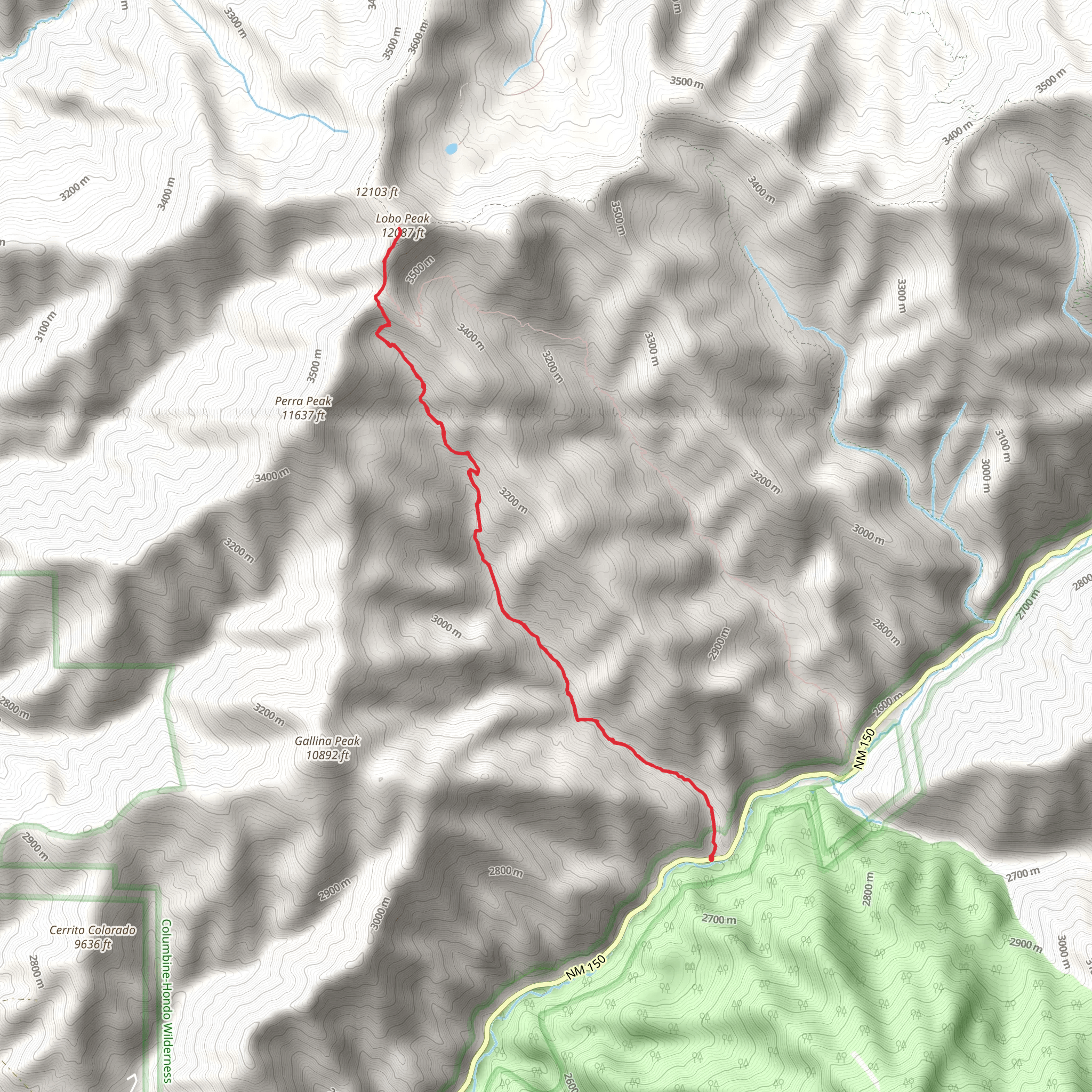 Lobo Peak via Yerba Canyon Trail mobile static map