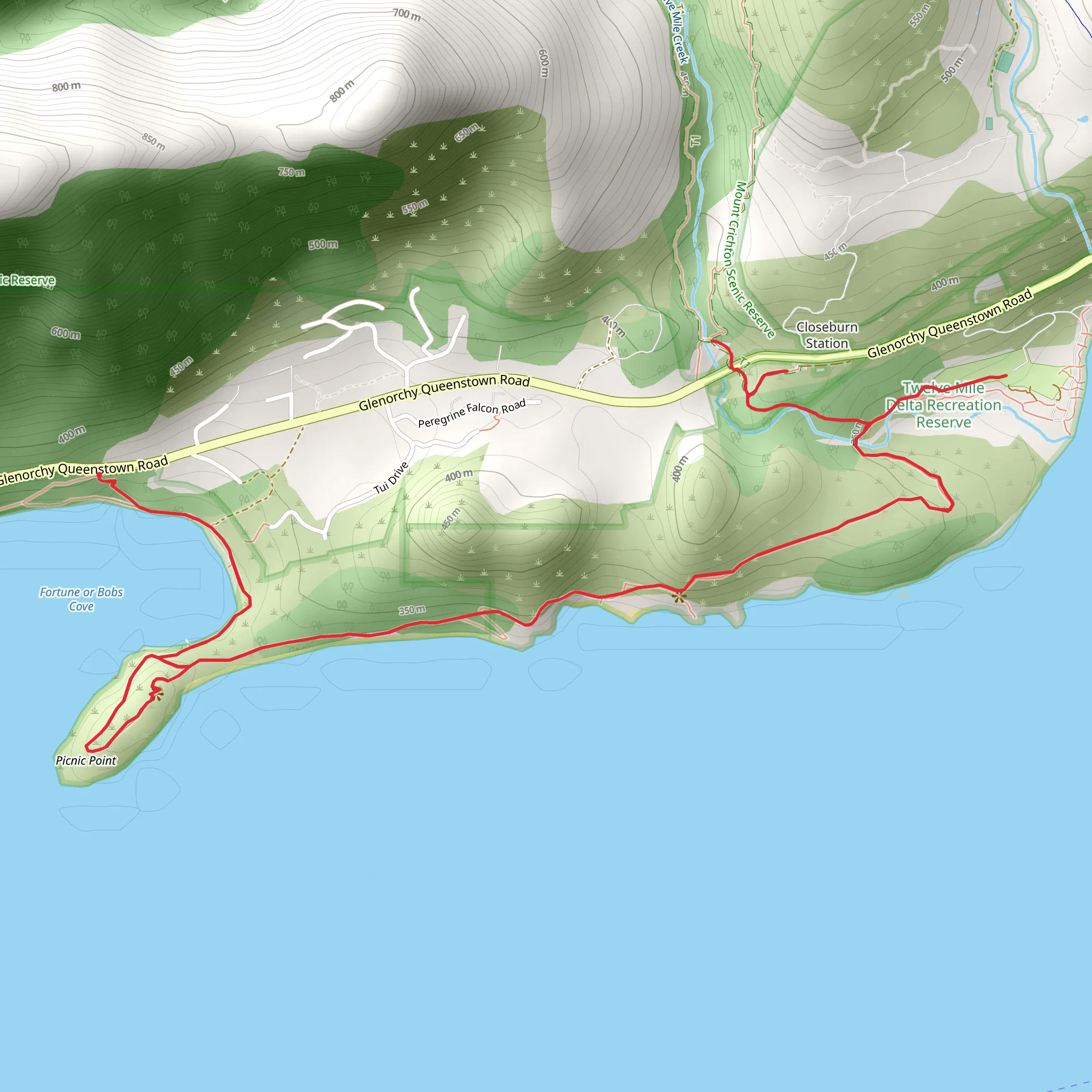 Twelve Mile Delta to Bob's Cove Track mobile static map